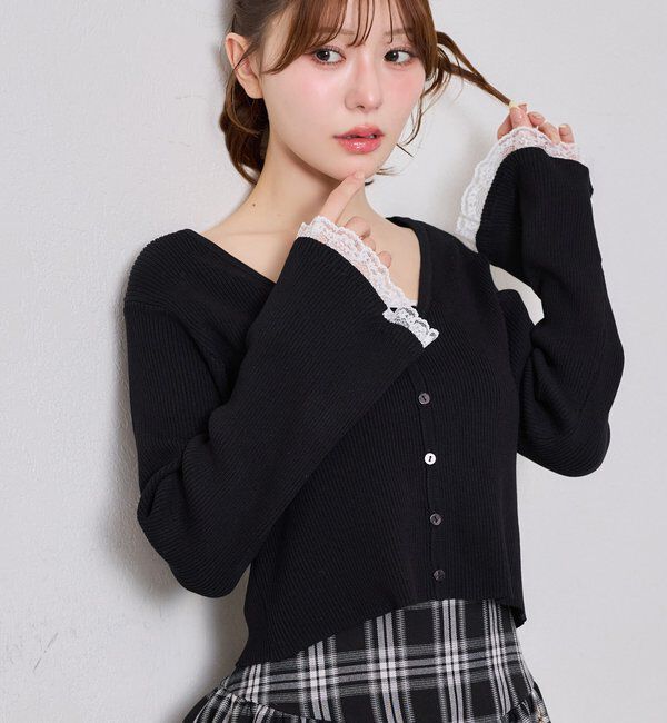  「袖レースカーディガン」|ニット・セーター|