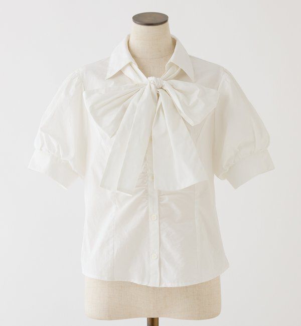  「半袖フロントギャザーボウタイブラウス」|シャツ・ブラウス|