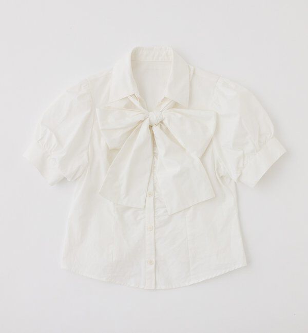  「半袖フロントギャザーボウタイブラウス」|シャツ・ブラウス|