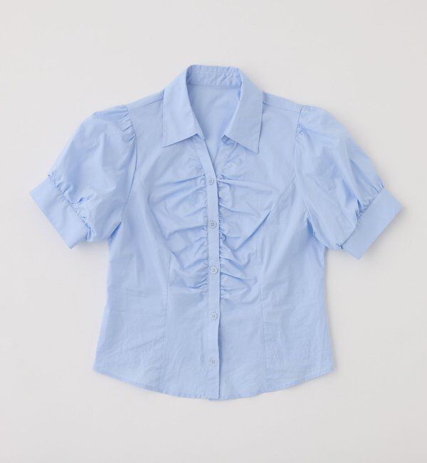  「半袖フロントギャザーボウタイブラウス」|シャツ・ブラウス|
