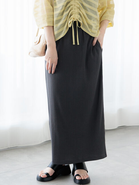Te chichi TERRASSE「【選べる着丈】ゴム編みナロースカート」|スカート|チャコールグレー