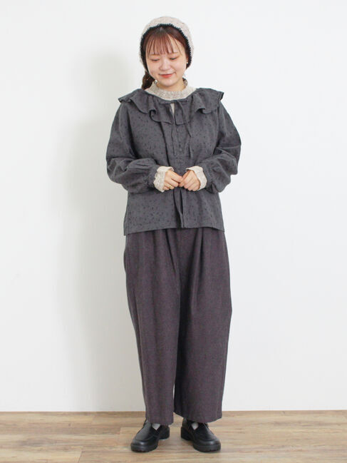 Samansa Mos2「【Slow linen】柄アソートフリルブラウス」|シャツ・ブラウス|