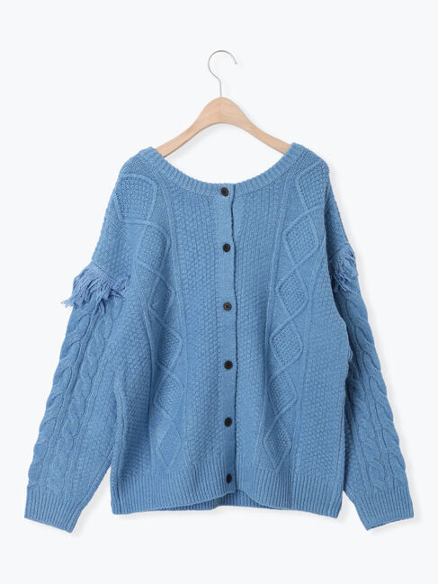 Samansa Mos2「フリンジ前後2WAYニット」|カーディガン|