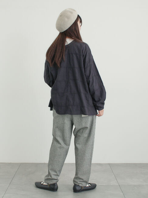 Samansa Mos2「スクエア刺繍バンドカラーブラウス」|シャツ・ブラウス|