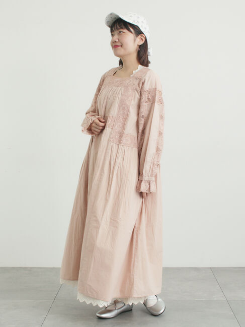 Samansa Mos2「ローズ柄レーススクエアネックワンピース」|ワンピース|