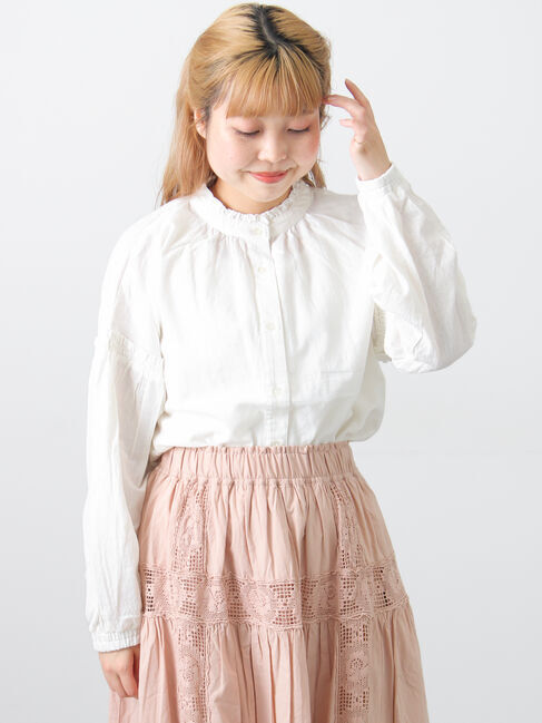 Samansa Mos2「袖シャーリングギャザーブラウス」|シャツ・ブラウス|