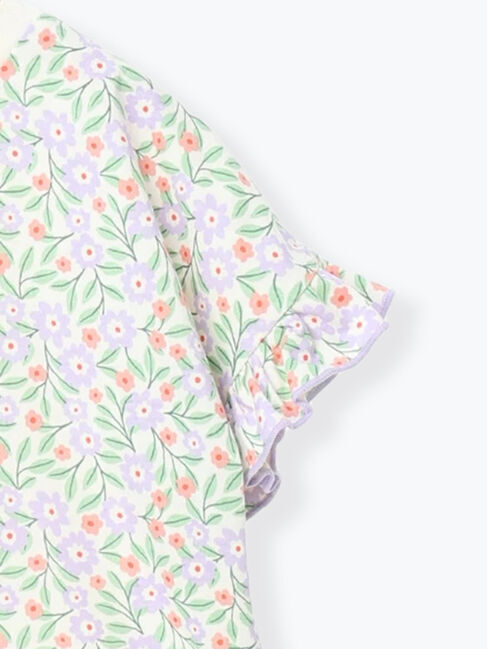 Samansa Mos2 Lagom「花柄袖フリルTシャツ」|Tシャツ・カットソー|