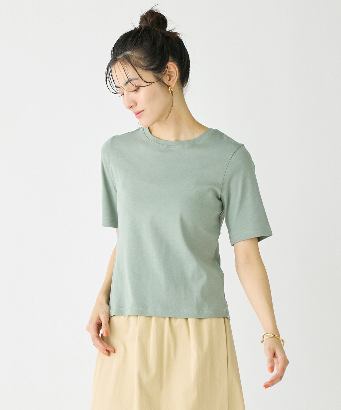 DAY by DAY it&rsquo;s international「クルーネックTシャツ《スビン綿MIXフライス》」|Tシャツ・カットソー|カーキ3