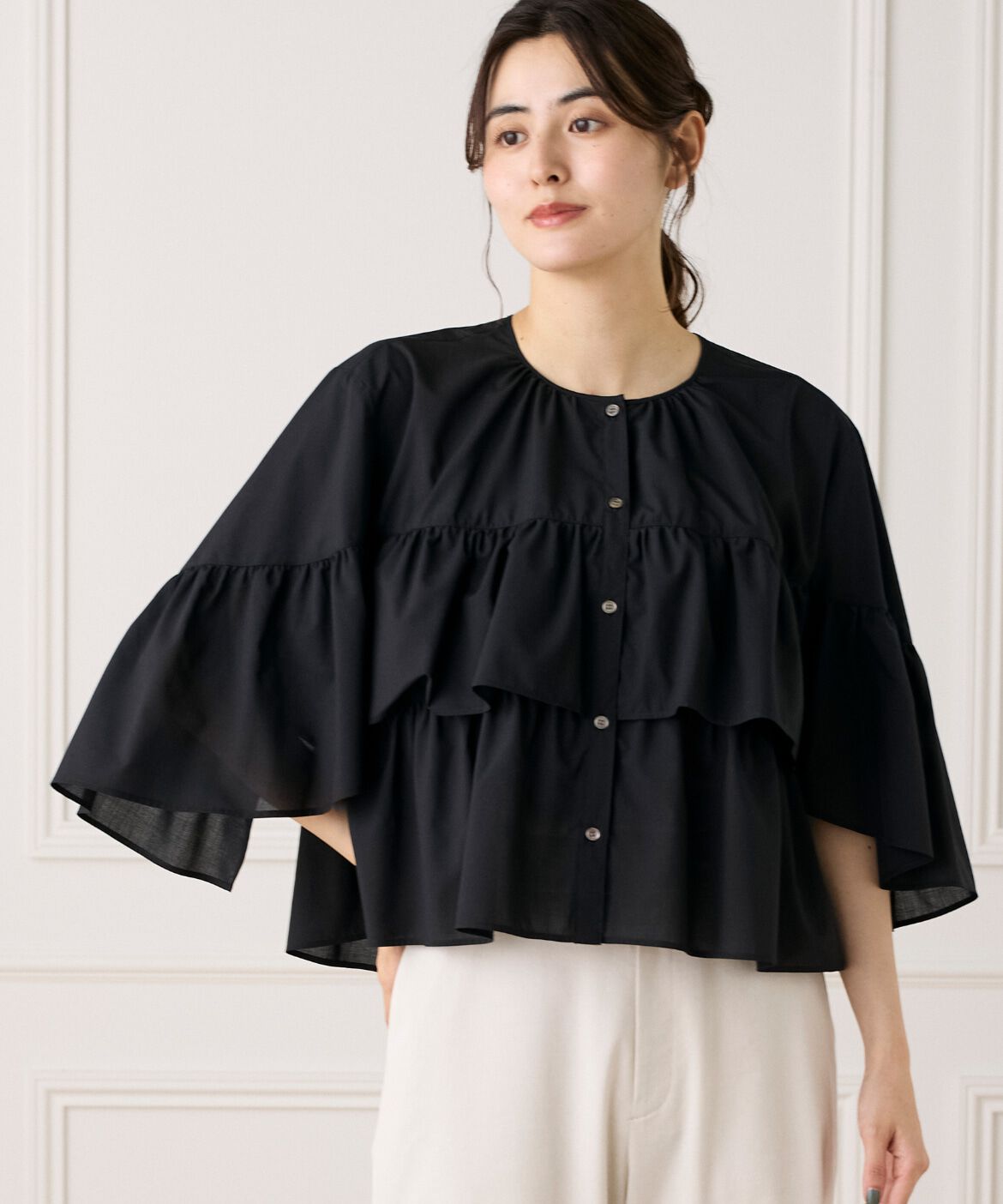 7-IDconcept.「《WEB限定カラー》ティアードフリルブラウス」|シャツ・ブラウス|
