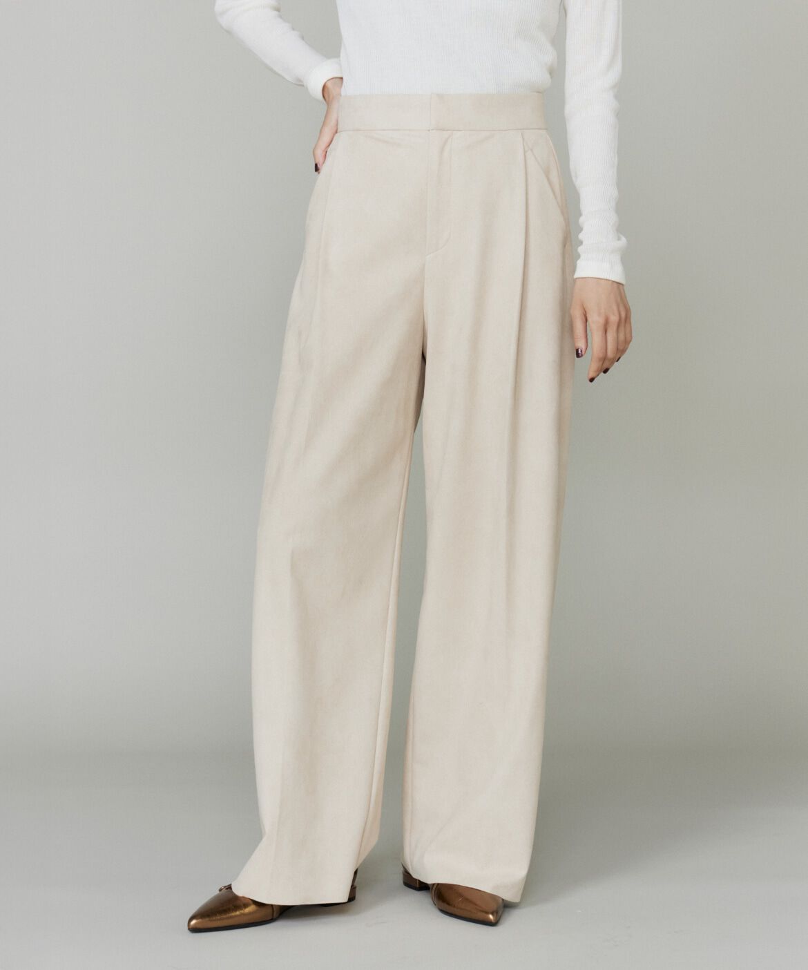 la veille by SUPERIOR CLOSET「《大きいサイズ》フェイクスエードタックワイドパンツ」|その他|