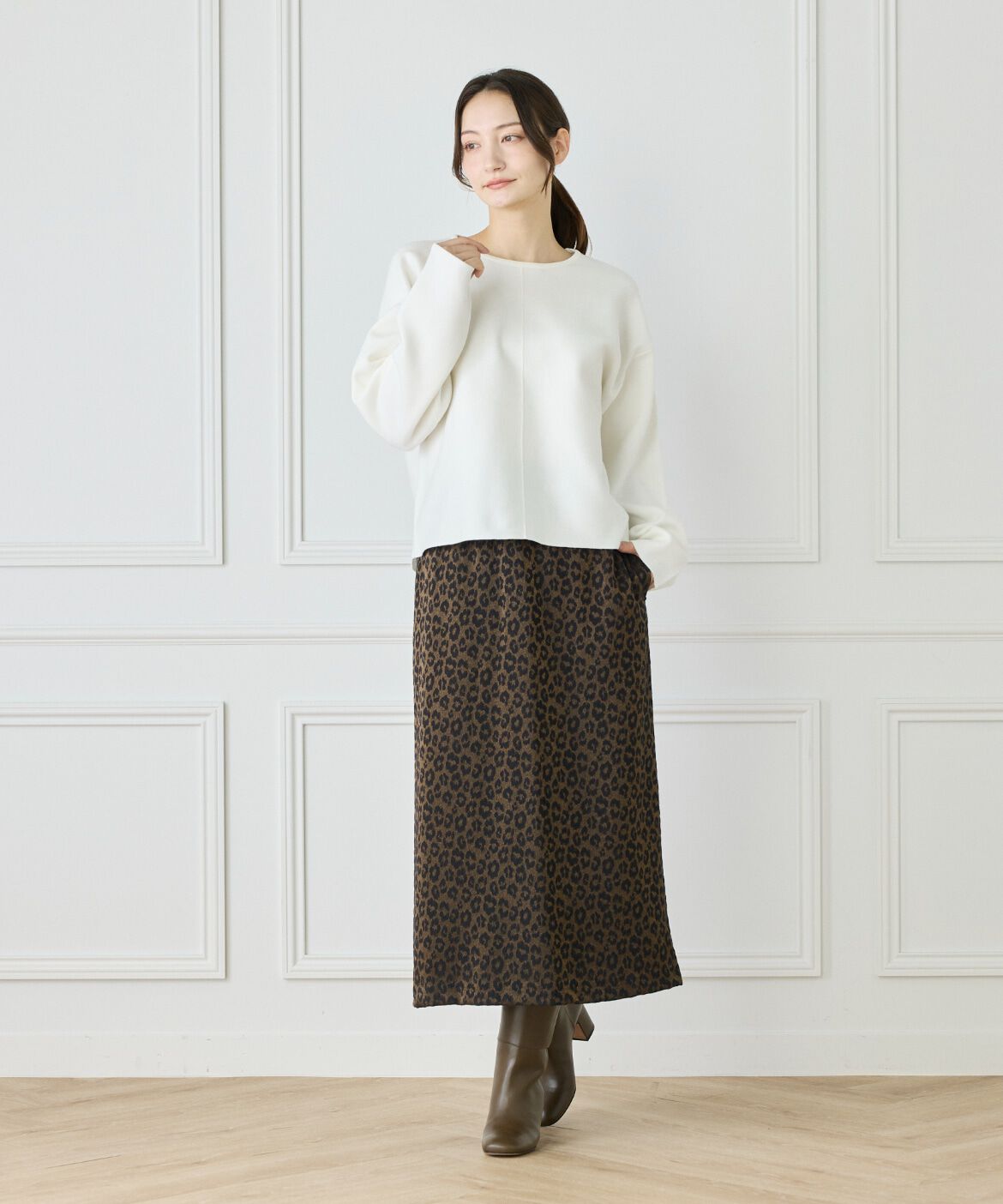 Le Souk「《大きいサイズ》接結編みクルーネックニットプルオーバー」|ニット・セーター|