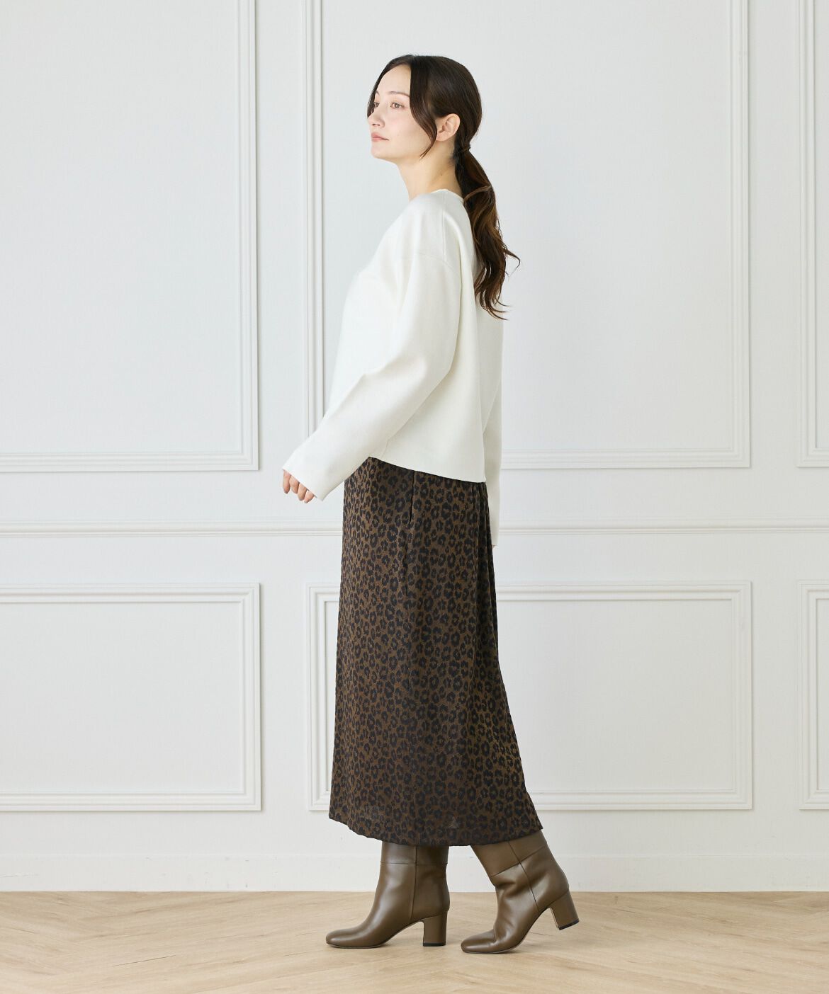 Le Souk「《大きいサイズ》接結編みクルーネックニットプルオーバー」|ニット・セーター|