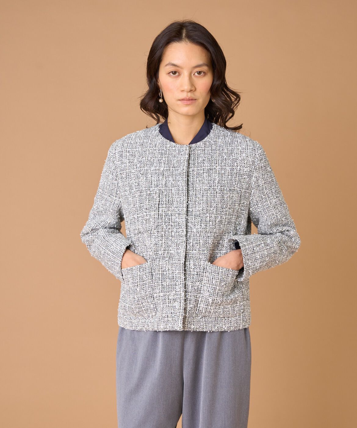 7-IDconcept.「ツイードノーカラージャケット」|ノーカラージャケット|