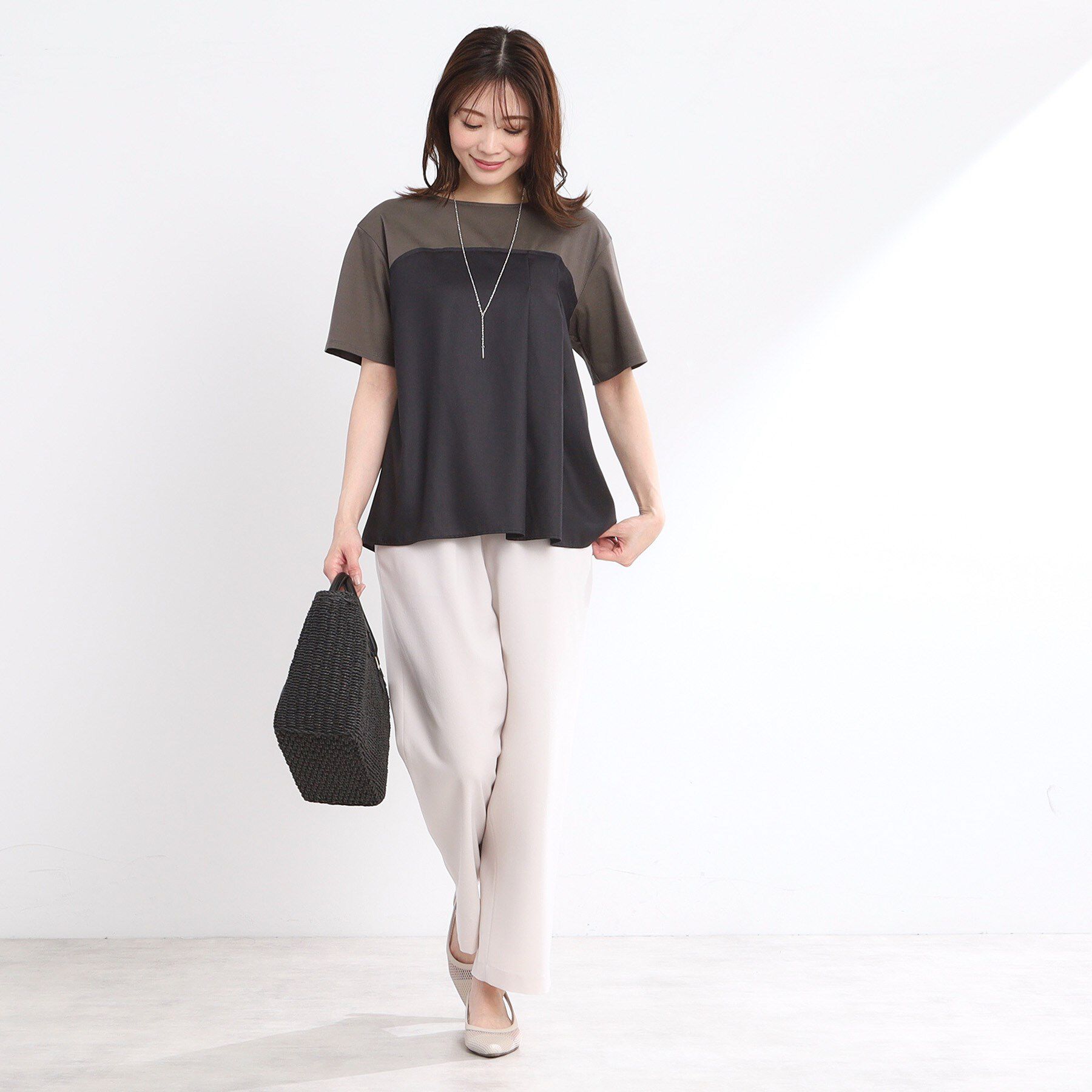 Reflect「【マシンウォッシュ可能】レイヤード風ジャージブラウス」|Tシャツ・カットソー|