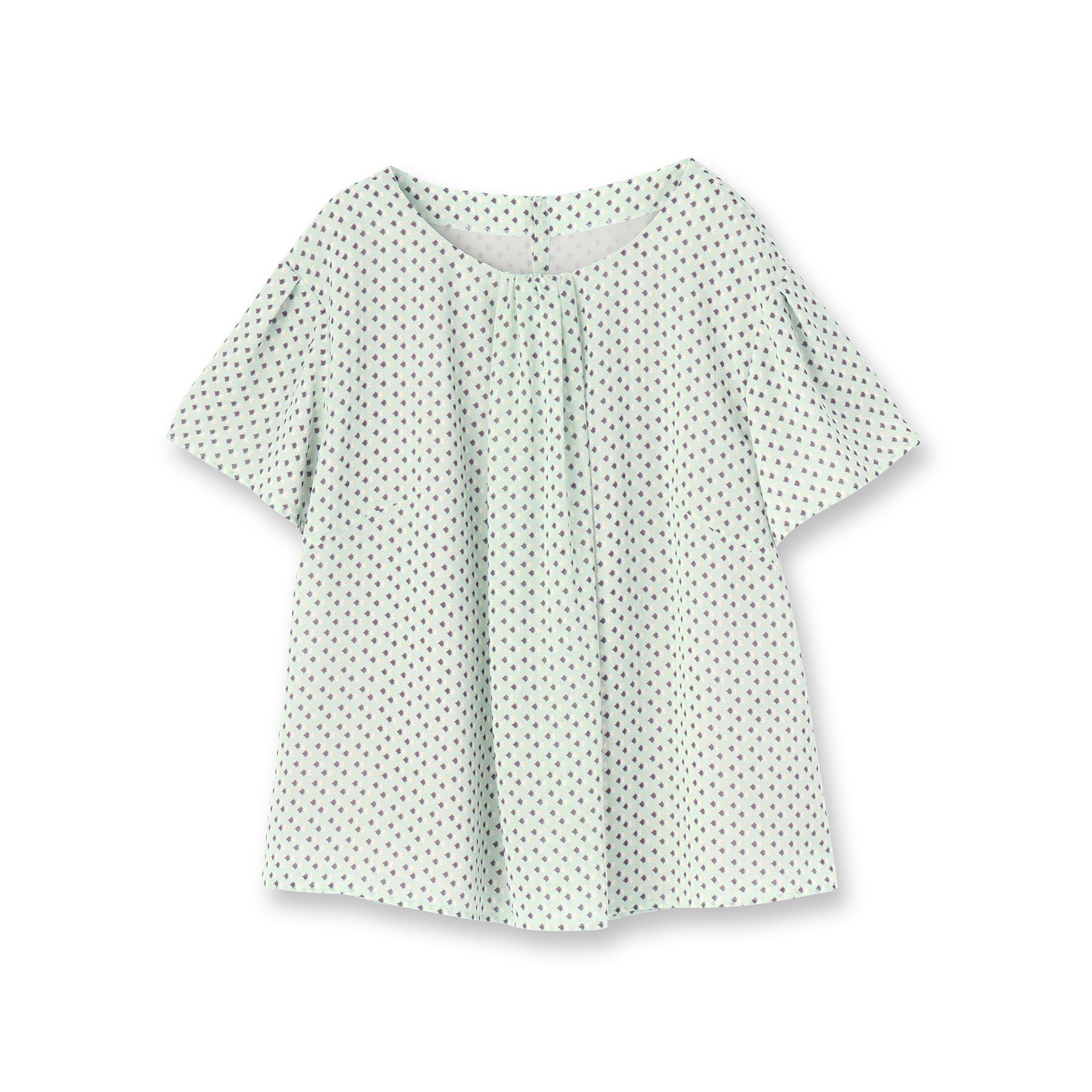 Reflect「【マシンウォッシュ可／セットアップ可】ギャザータックプリントブラウス」|シャツ・ブラウス|