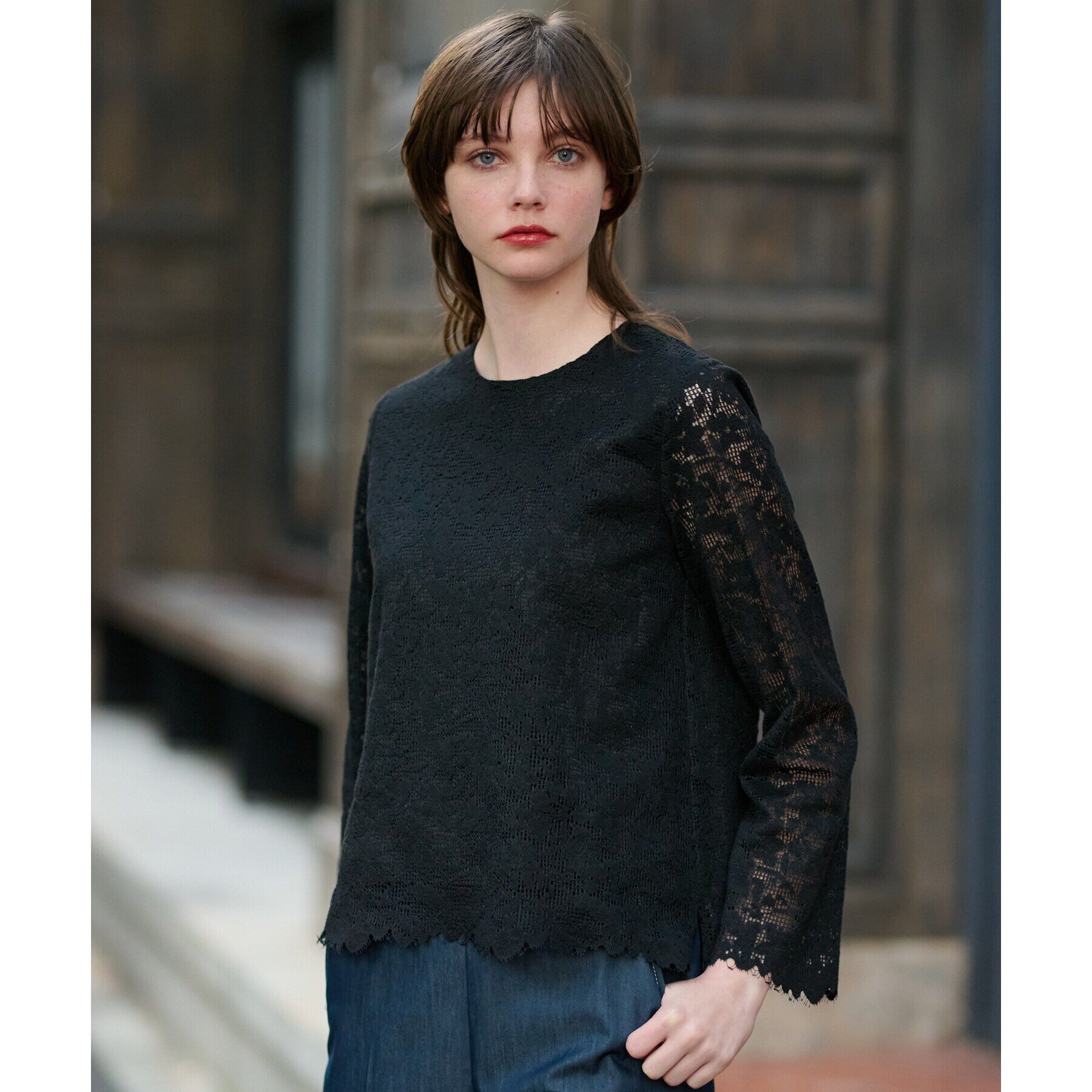 DRESSTERIOR「【通勤/セレモニー/洗える】オーガニックコットンレースブラウス」|シャツ・ブラウス|