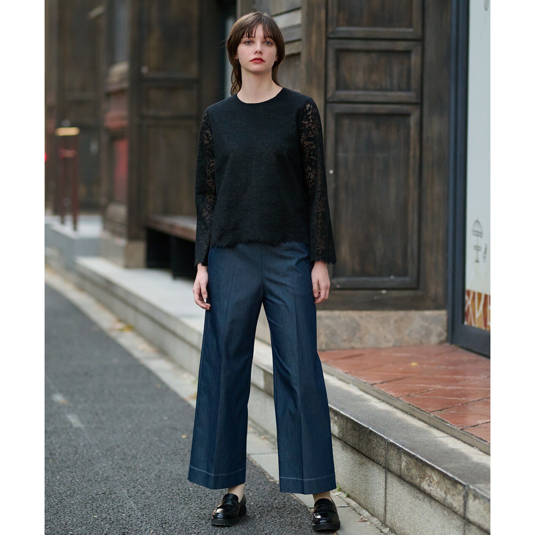 DRESSTERIOR「【通勤/セレモニー/洗える】オーガニックコットンレースブラウス」|シャツ・ブラウス|