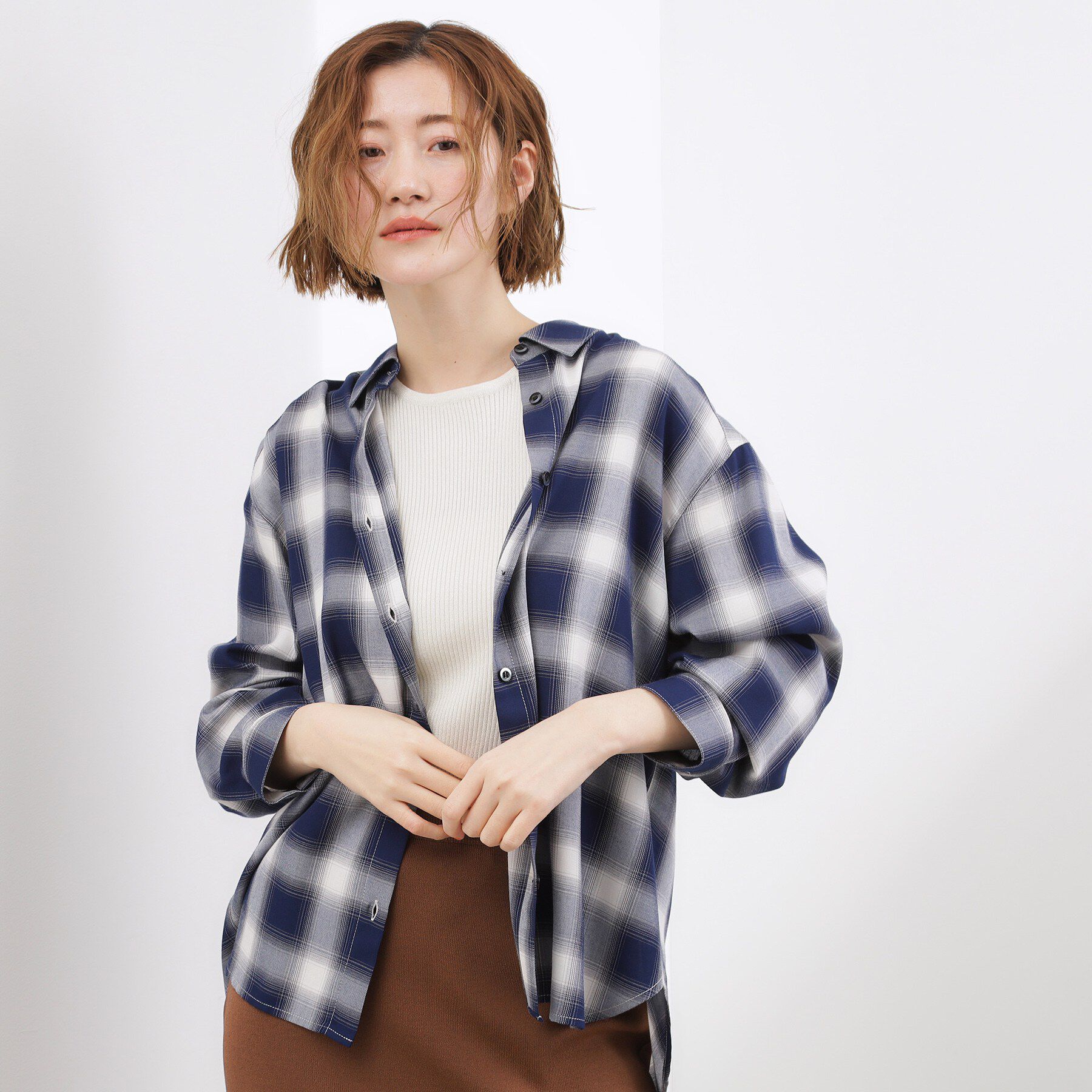 grove「【大人の抜け感】オンブレーチェックシャツ」|シャツ・ブラウス|