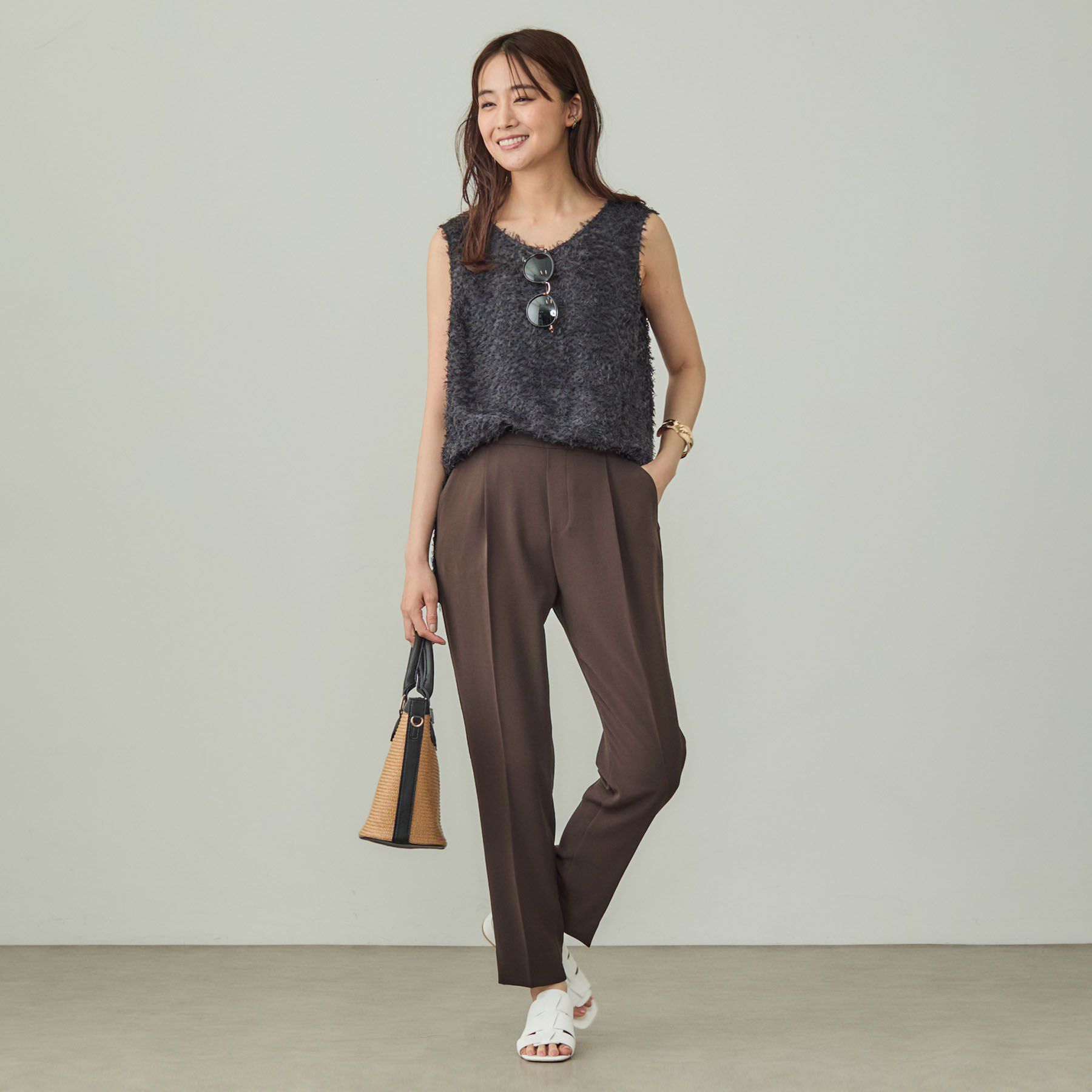 INDIVI「【洗える／UVケア】テーパードパンツ」|スーツ|