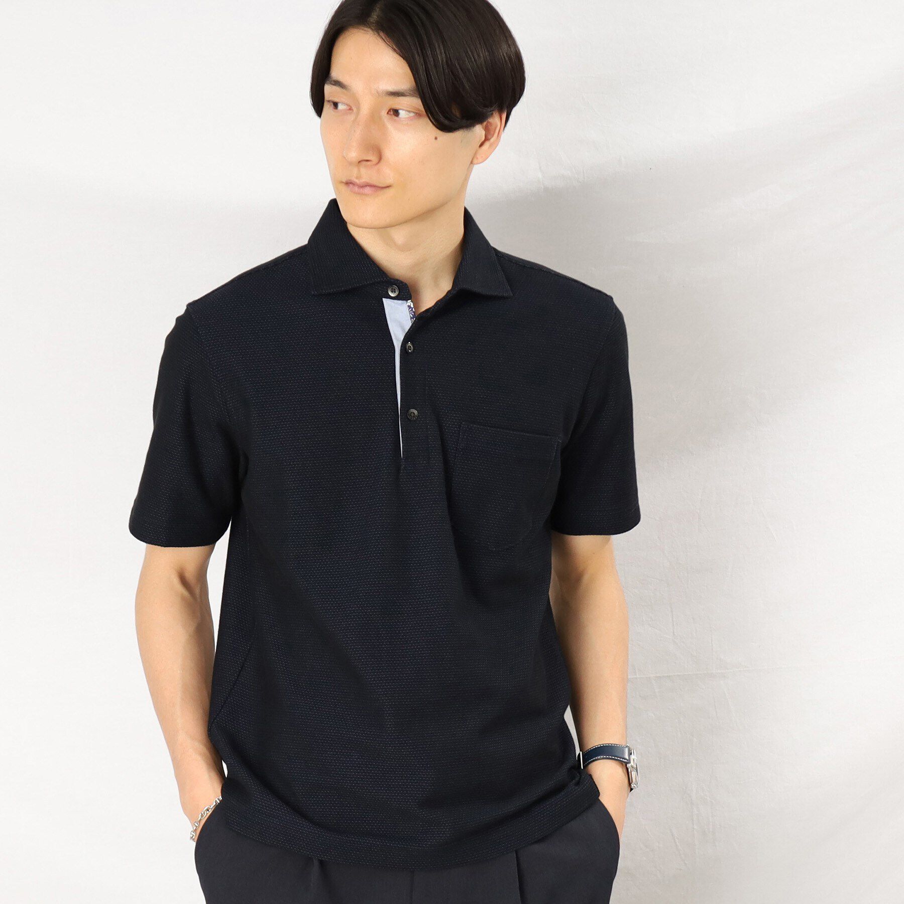 TAKEO KIKUCHI「【抗菌防臭】ハニカムメランジ ポロシャツ ベーシックカラー」|ポロシャツ|ダークネイビー(09
