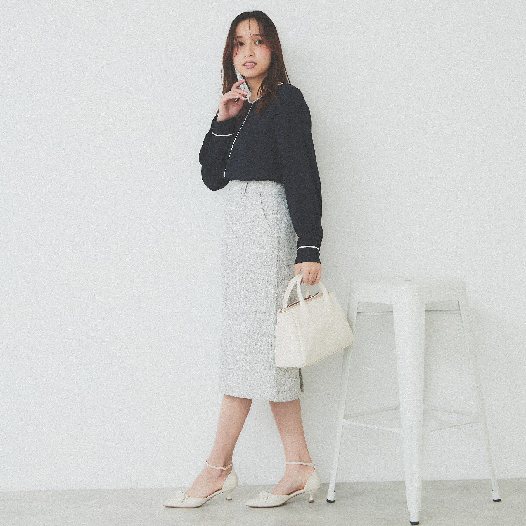 index「バイカラーパイピングブラウス【洗濯機洗い可】」|シャツ・ブラウス|