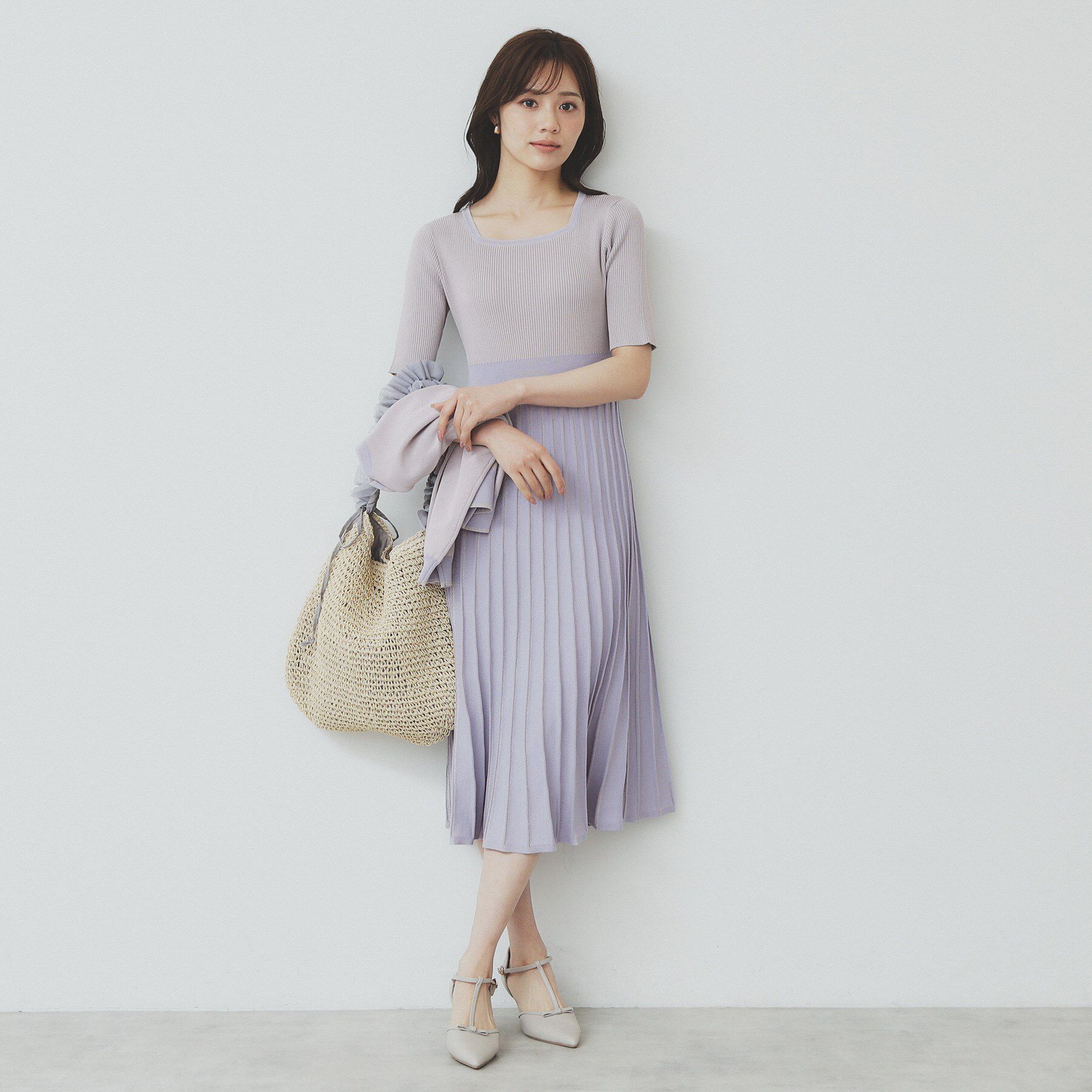 index「《ツインセット》カーディガン&times;バイカラーニットワンピース【洗濯機洗い可/抗ピル】」|スーツ|