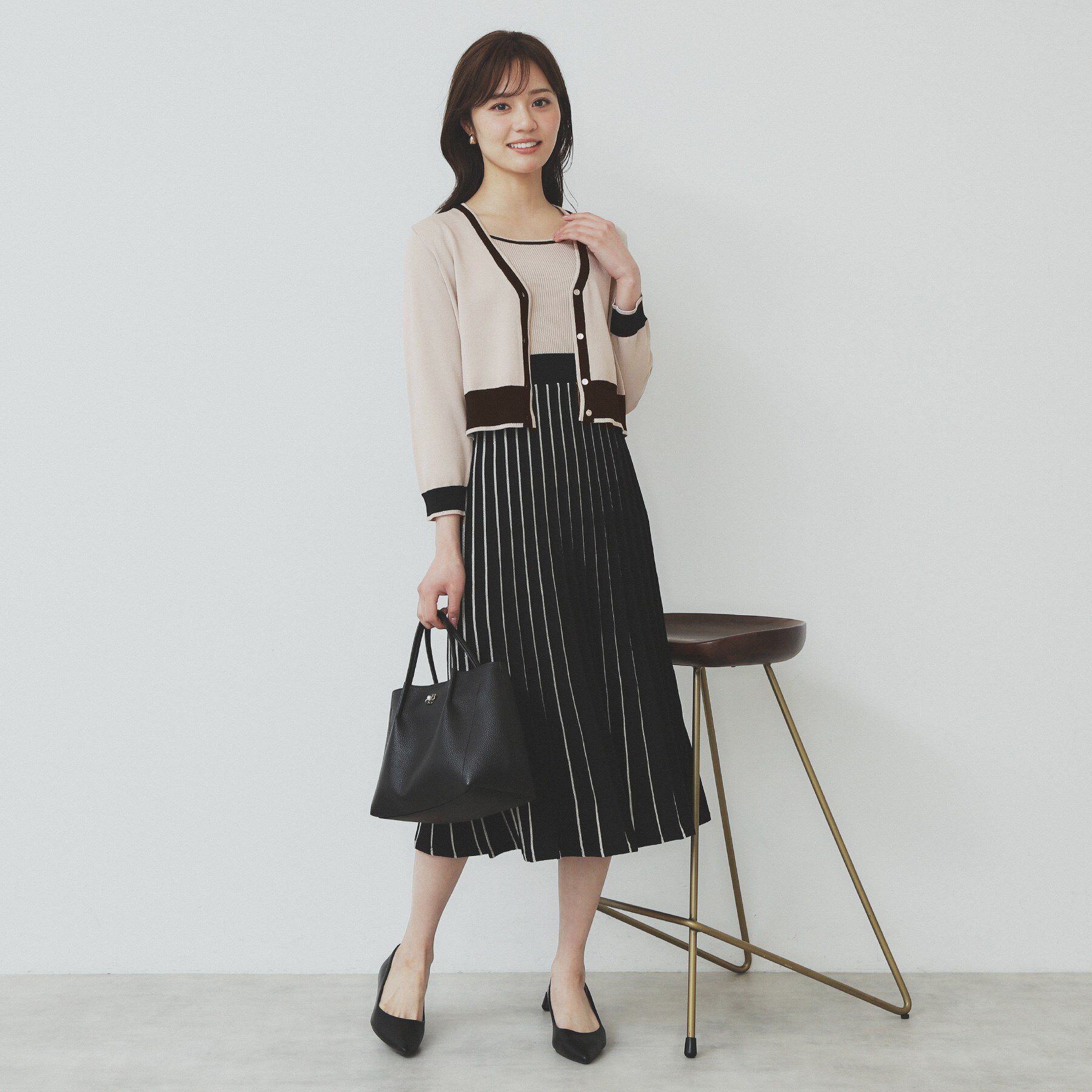 index「《ツインセット》カーディガン&times;バイカラーニットワンピース【洗濯機洗い可/抗ピル】」|スーツ|