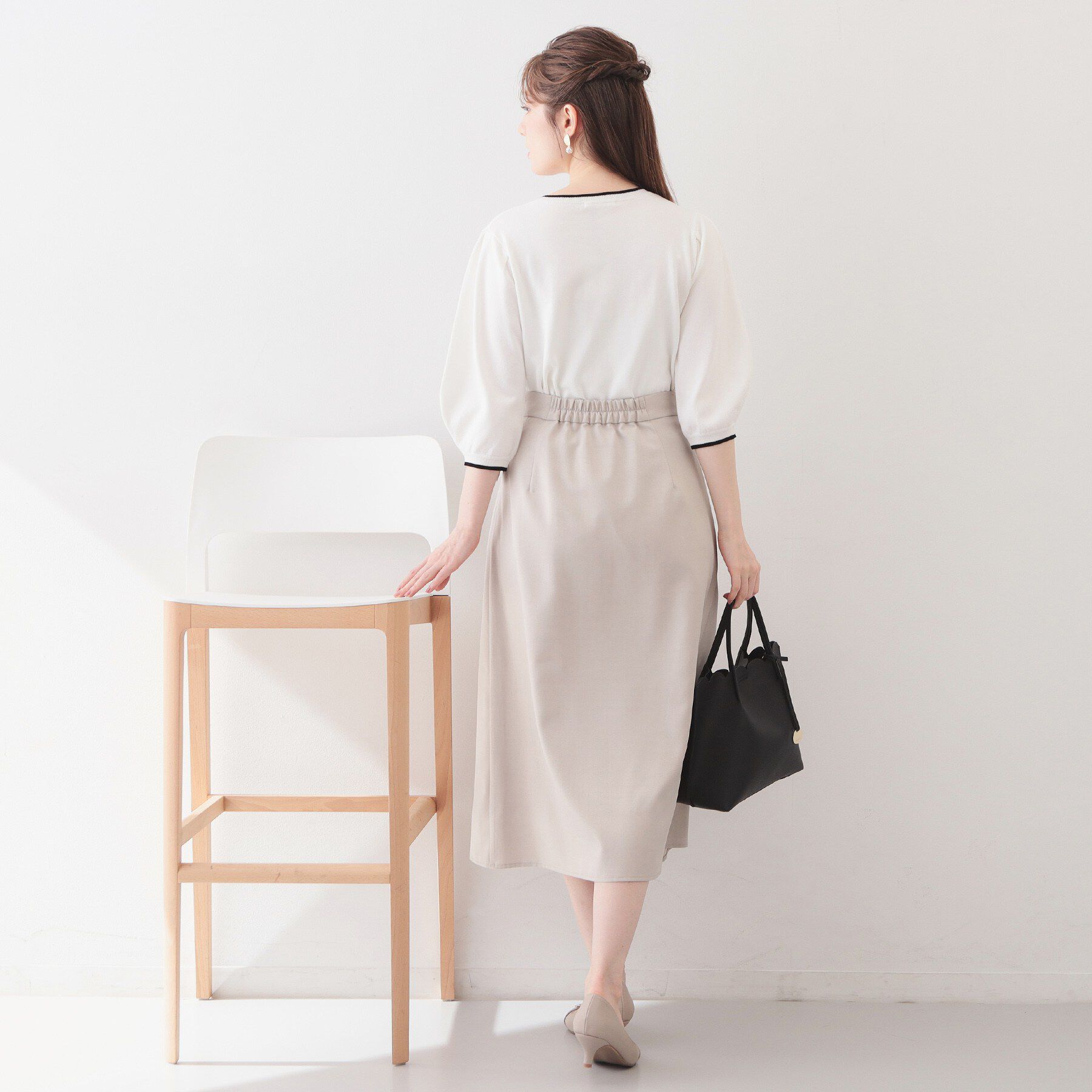 index「6分袖タックスリーブニット【洗濯機OK/UVケア】《XS～LL/9col》」|ニット・セーター|