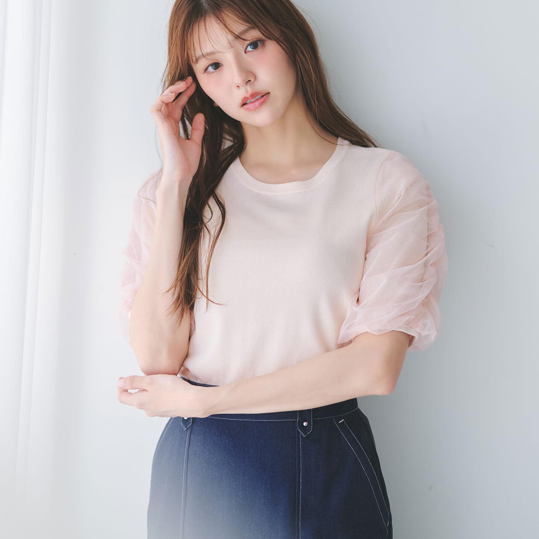 index「ギャザーチュールスリーブニット【洗濯機OK/坑ピル】」|ニット・セーター|