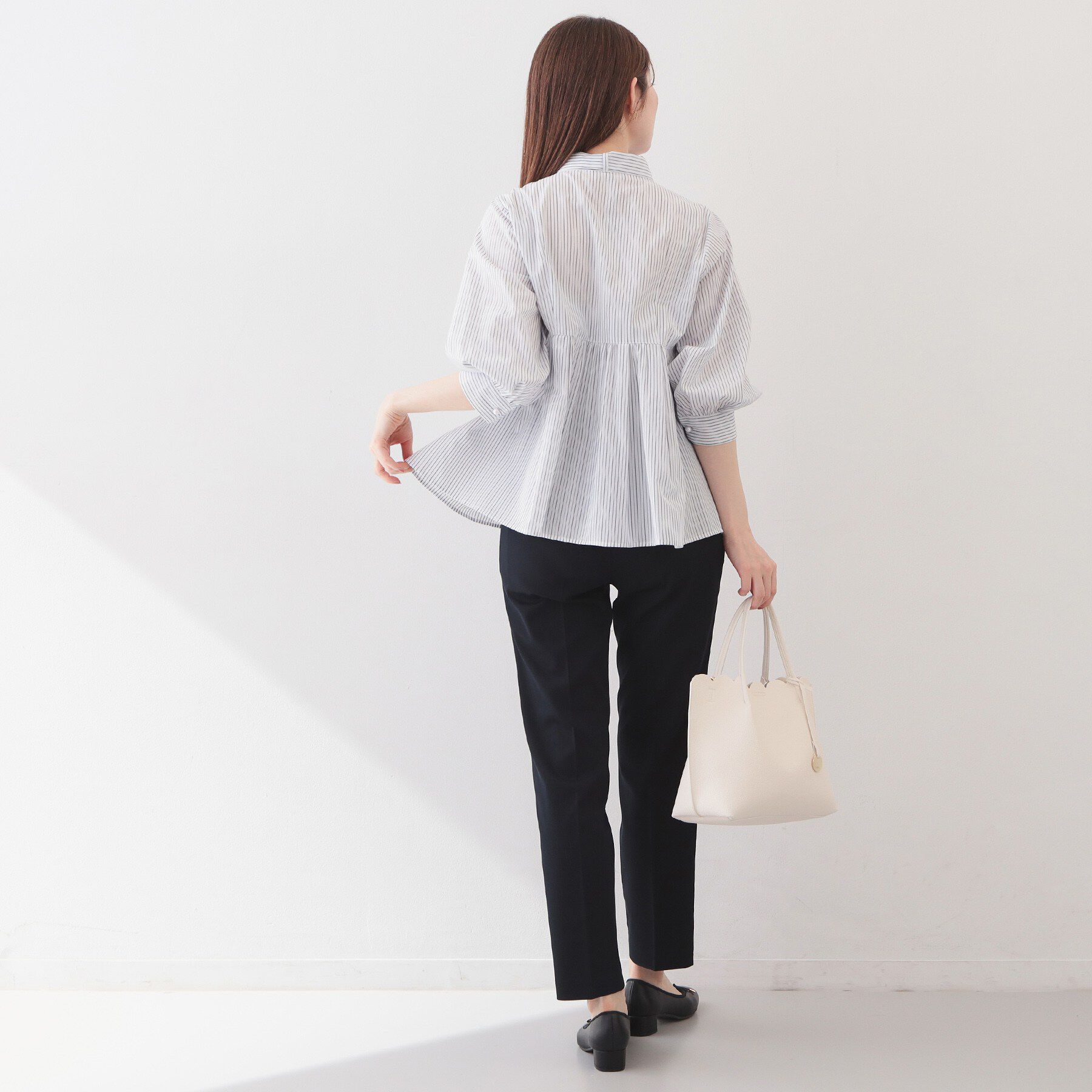 index「2WAYペプラムブラウス/ボウタイ取り外し可【洗濯機OK/イージーアイロン/防シワ】《XS～LL/8」|シャツ・ブラウス|