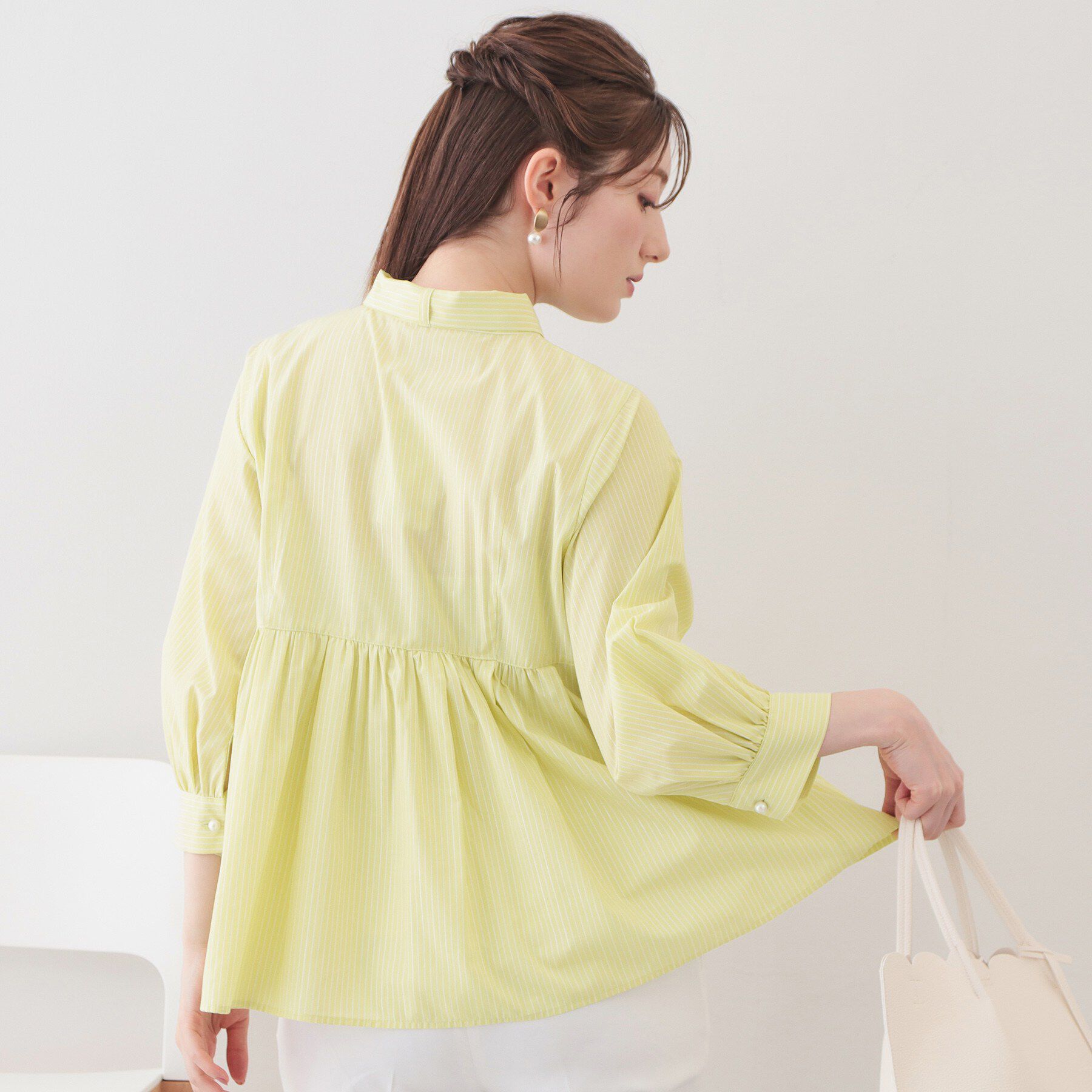 index「2WAYペプラムブラウス/ボウタイ取り外し可【洗濯機OK/イージーアイロン/防シワ】《XS～LL/8」|シャツ・ブラウス|