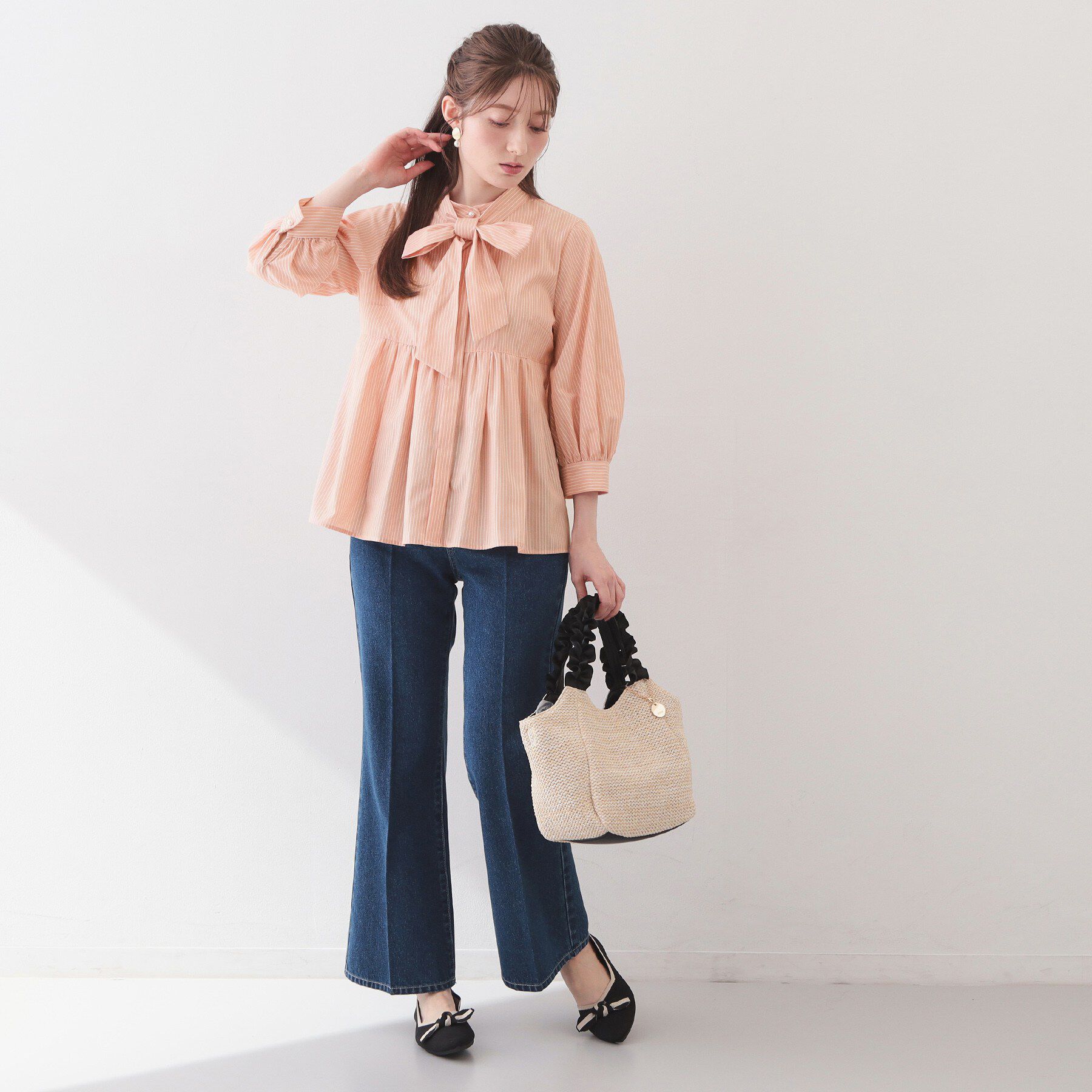 index「2WAYペプラムブラウス/ボウタイ取り外し可【洗濯機OK/イージーアイロン/防シワ】《XS～LL/8」|シャツ・ブラウス|