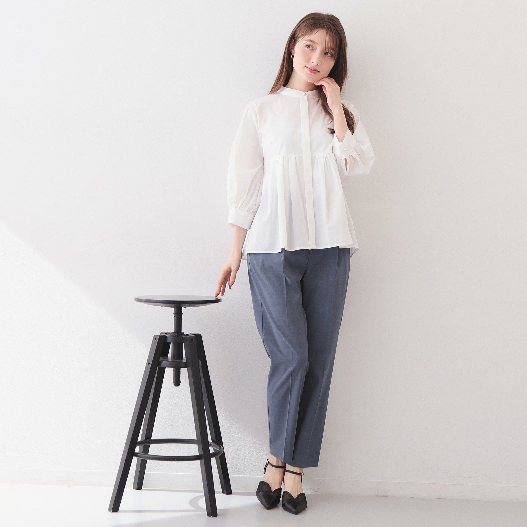 index「2WAYペプラムブラウス/ボウタイ取り外し可【洗濯機OK/イージーアイロン/防シワ】《XS～LL/8」|シャツ・ブラウス|