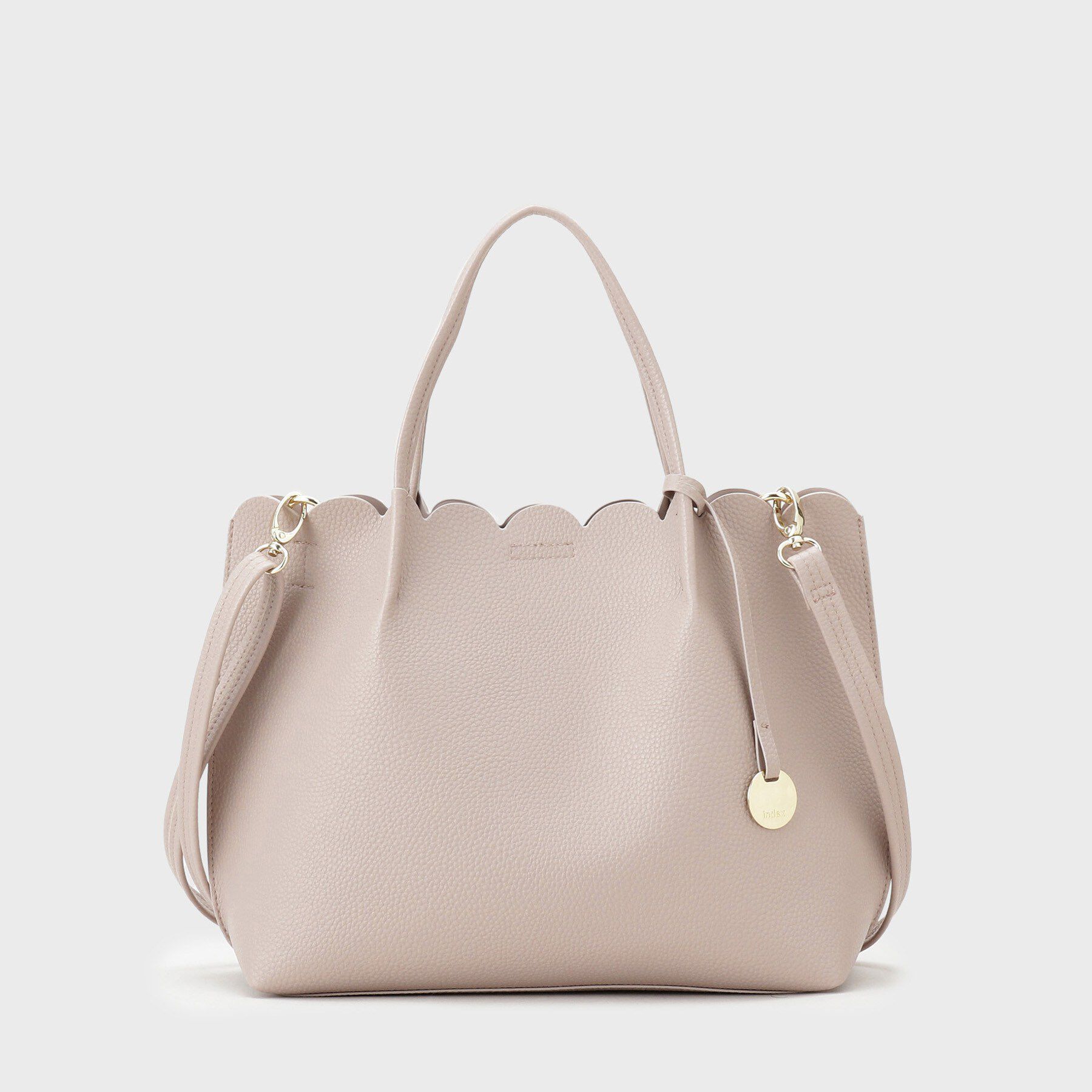 index「【2WAY】軽量合皮スカラップデザインミドルトートバッグ」|トートバッグ|