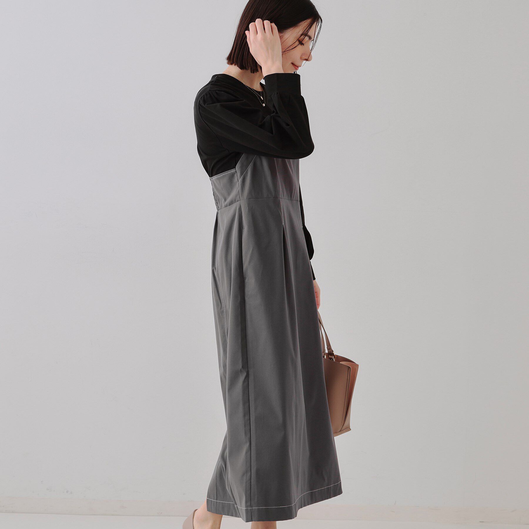 OPAQUE.CLIP「ビスチェドッキングワンピース【洗濯機洗い可】」|ワンピース|