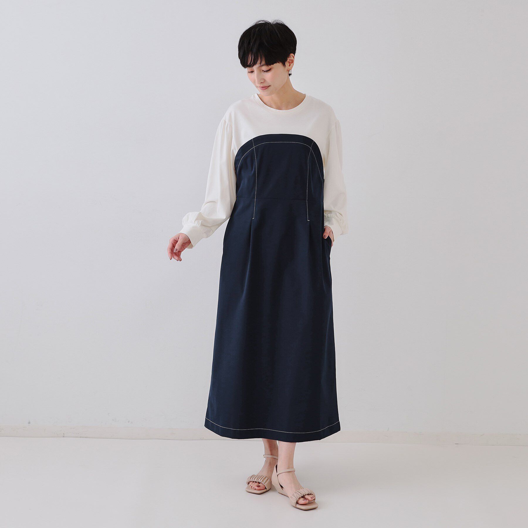 OPAQUE.CLIP「ビスチェドッキングワンピース【洗濯機洗い可】」|ワンピース|