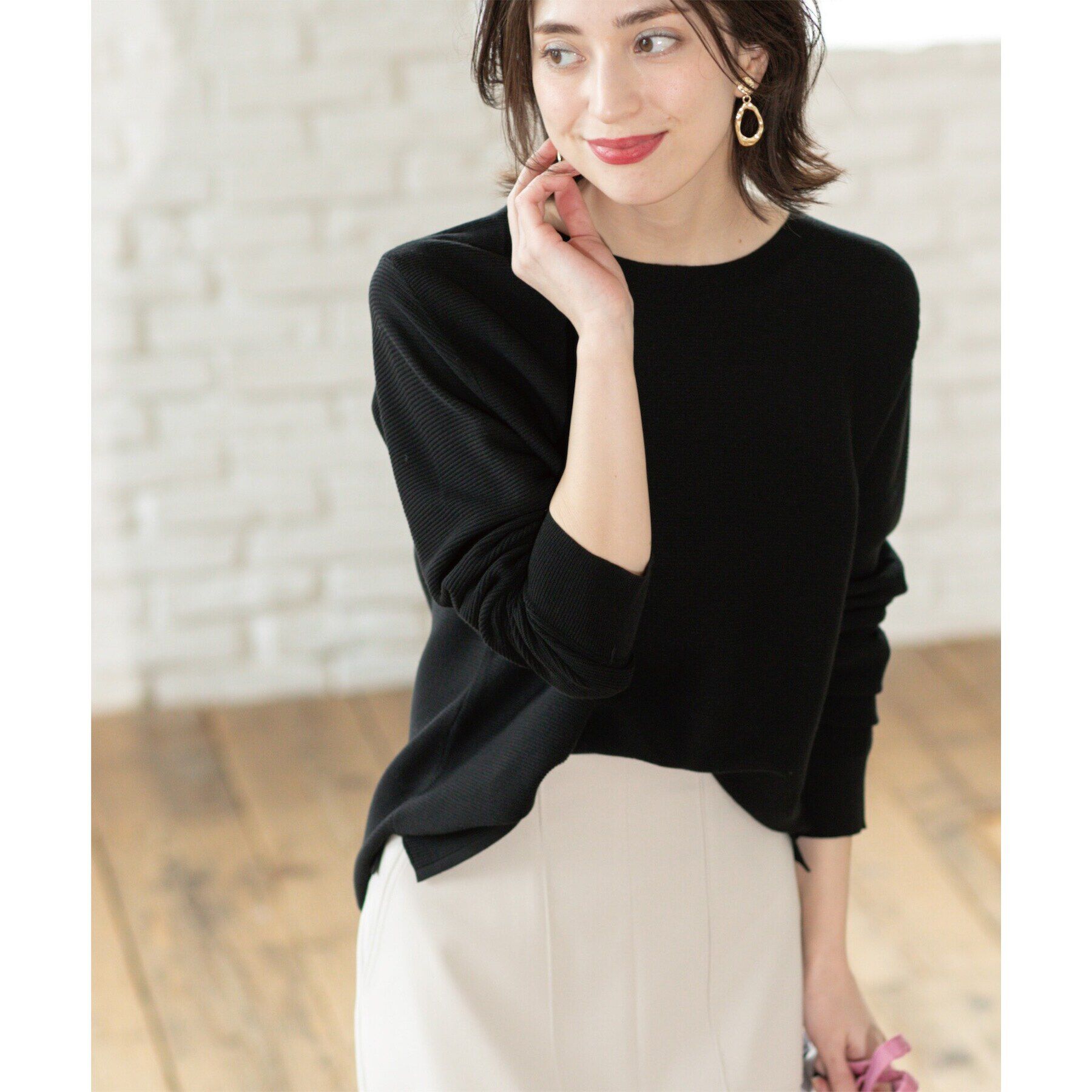 OPAQUE.CLIP「ボートネックニット/オーガニックコットン混【UV/洗濯機洗い可】」|ニット・セーター|