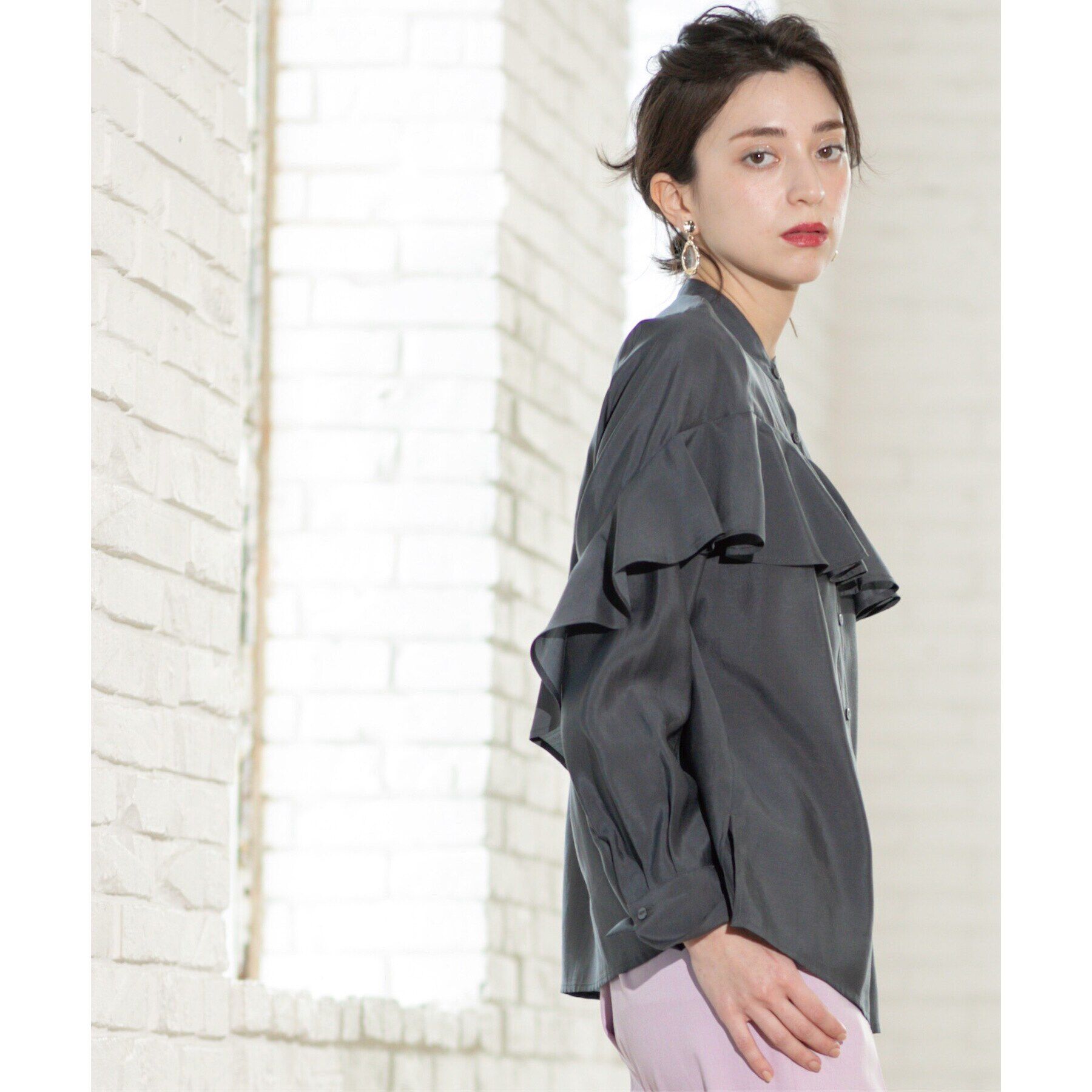 OPAQUE.CLIP「シアーフリルブラウス【洗濯機洗い可】」|シャツ・ブラウス|