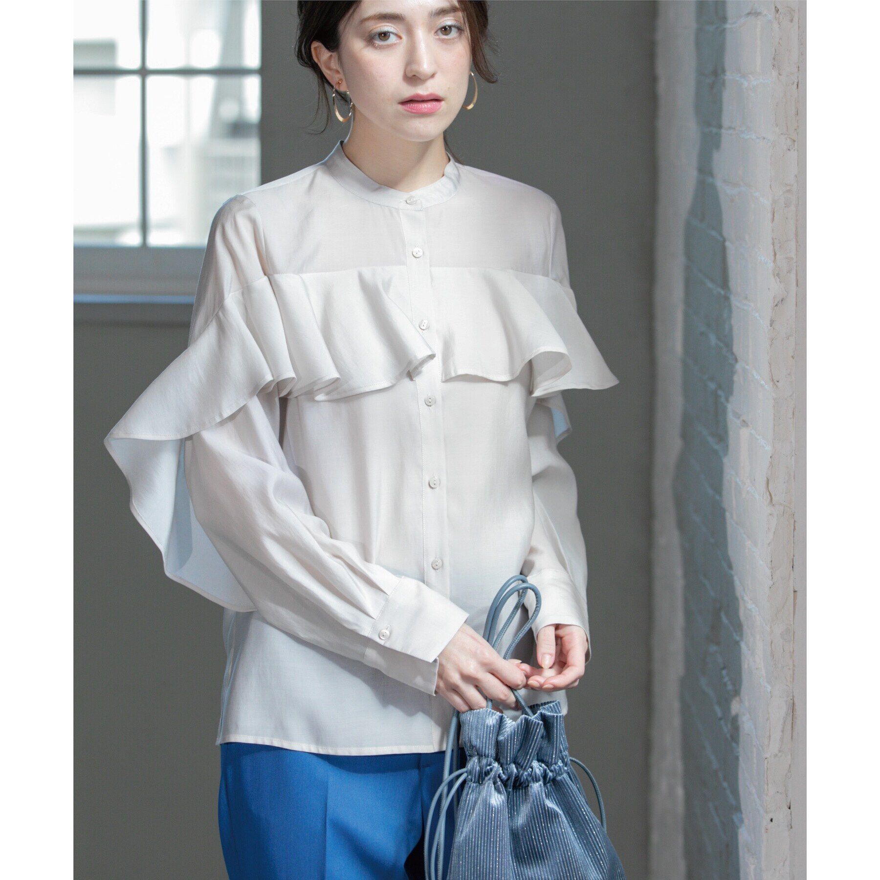 OPAQUE.CLIP「シアーフリルブラウス【洗濯機洗い可】」|シャツ・ブラウス|
