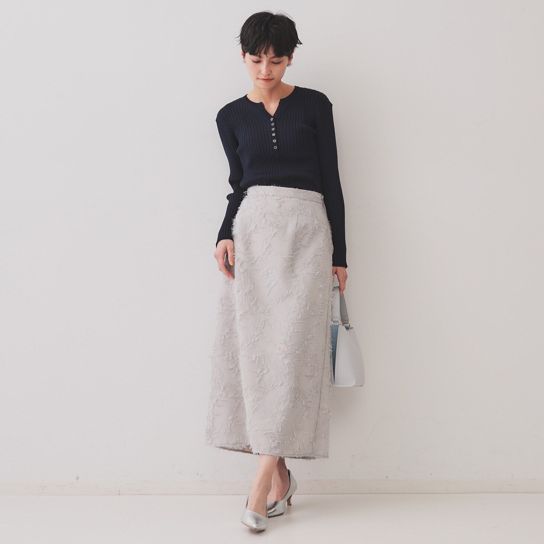 OPAQUE.CLIP「ヘンリーネックリブニット【洗濯機洗い可】」|ニット・セーター|