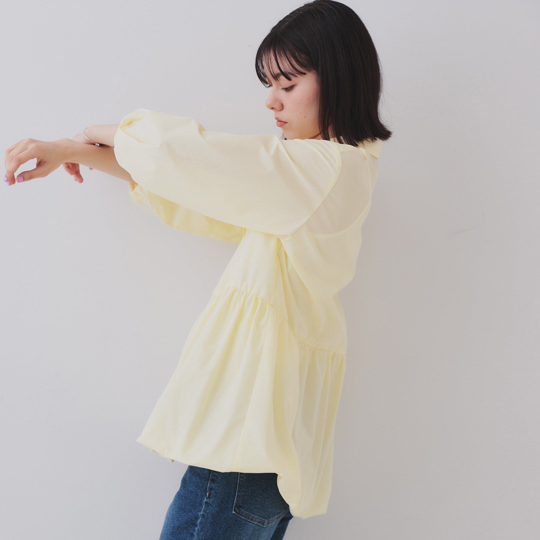 OPAQUE.CLIP「裾バルーンペプラムシャツ【洗濯機洗い可】」|シャツ・ブラウス|