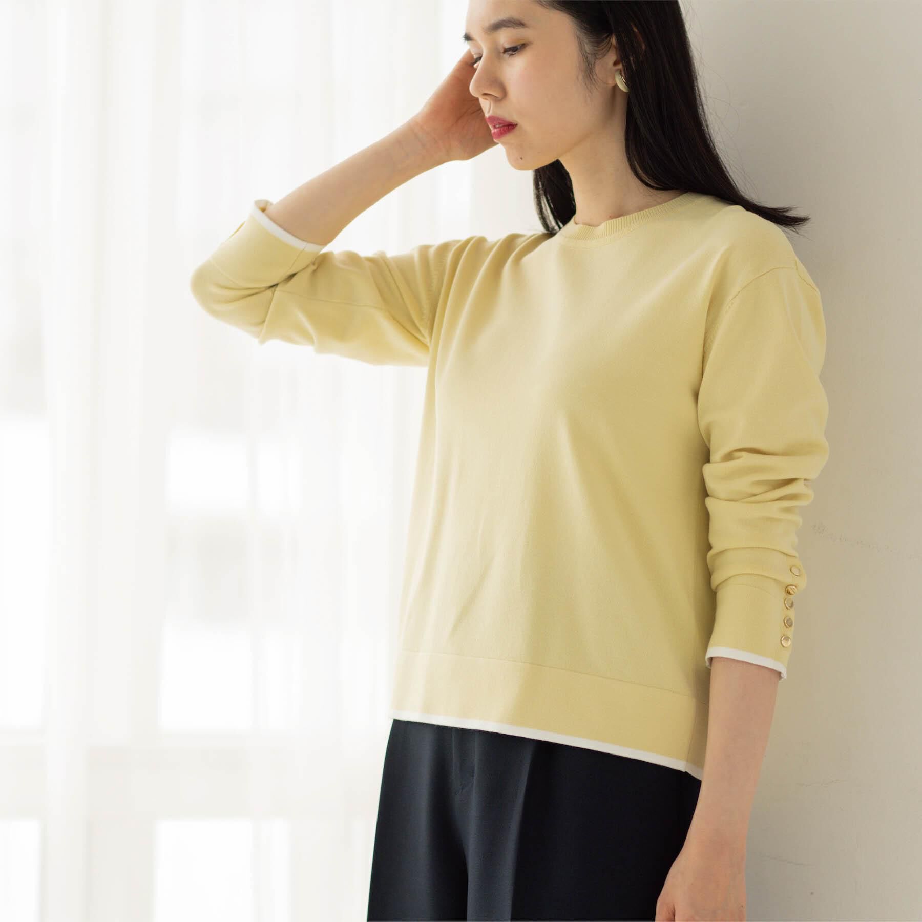 OPAQUE.CLIP「金ボタン使いリラクシーニット【洗濯機OK】」|ニット・セーター|