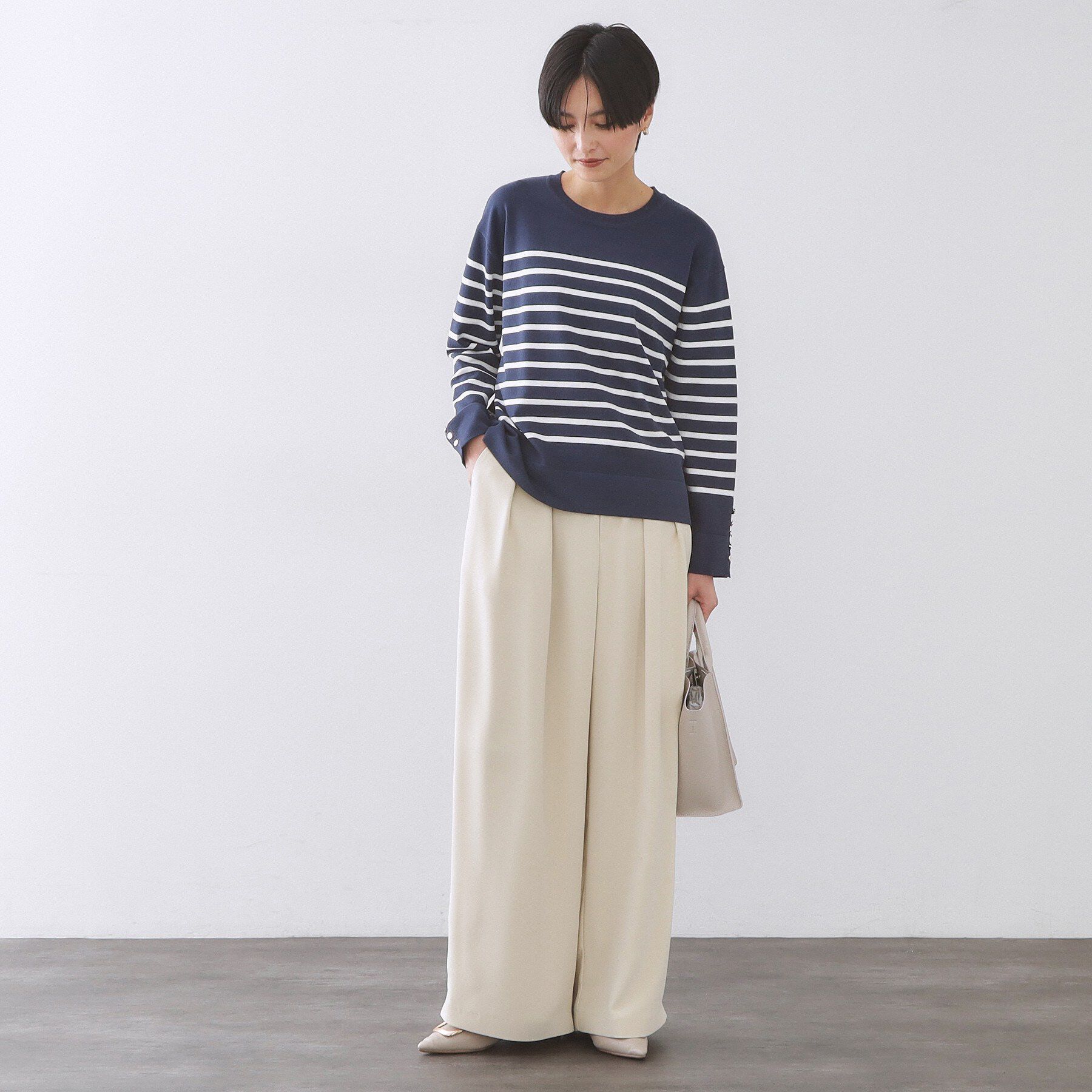 OPAQUE.CLIP「金ボタン使いリラクシーニット【洗濯機OK】」|ニット・セーター|