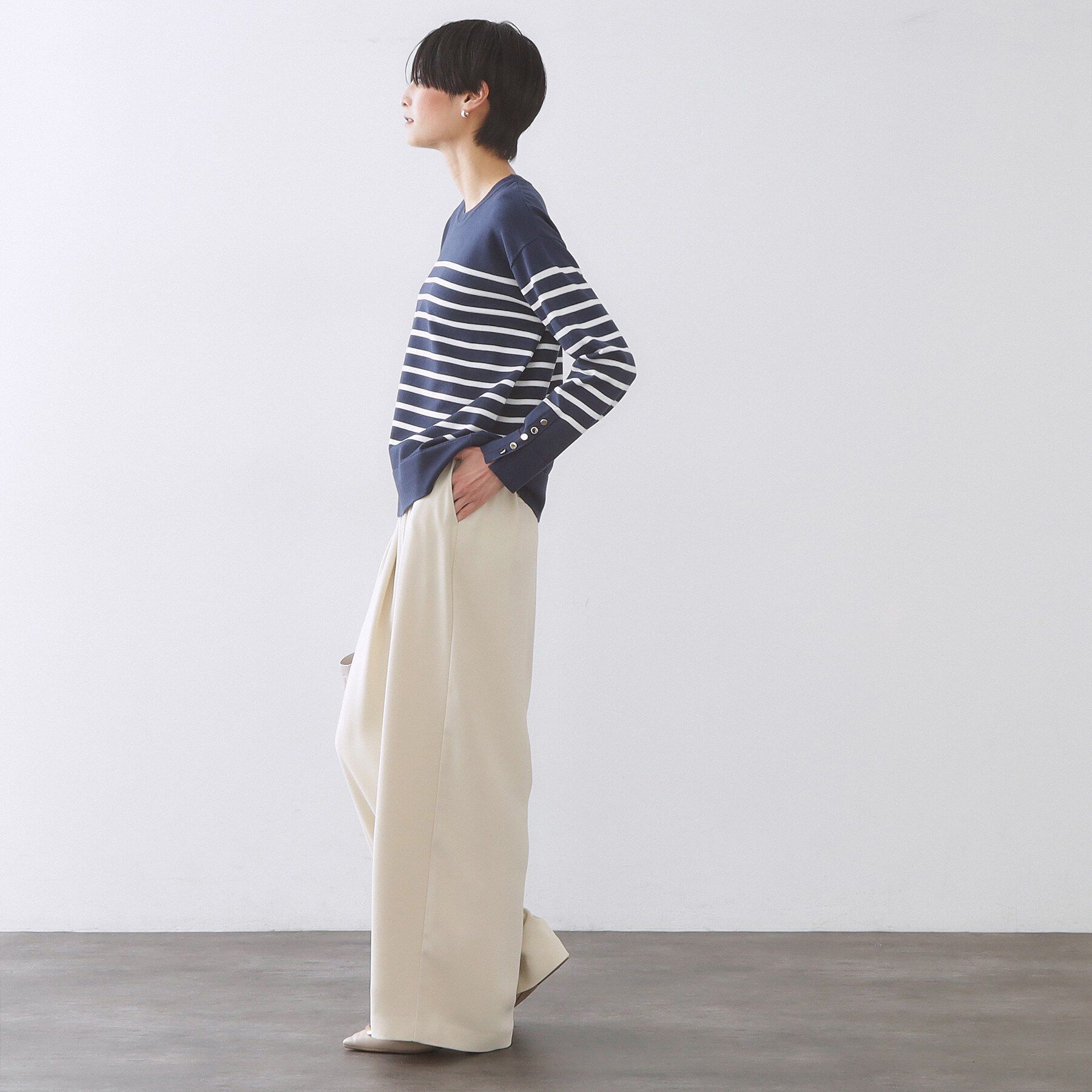 OPAQUE.CLIP「金ボタン使いリラクシーニット【洗濯機OK】」|ニット・セーター|