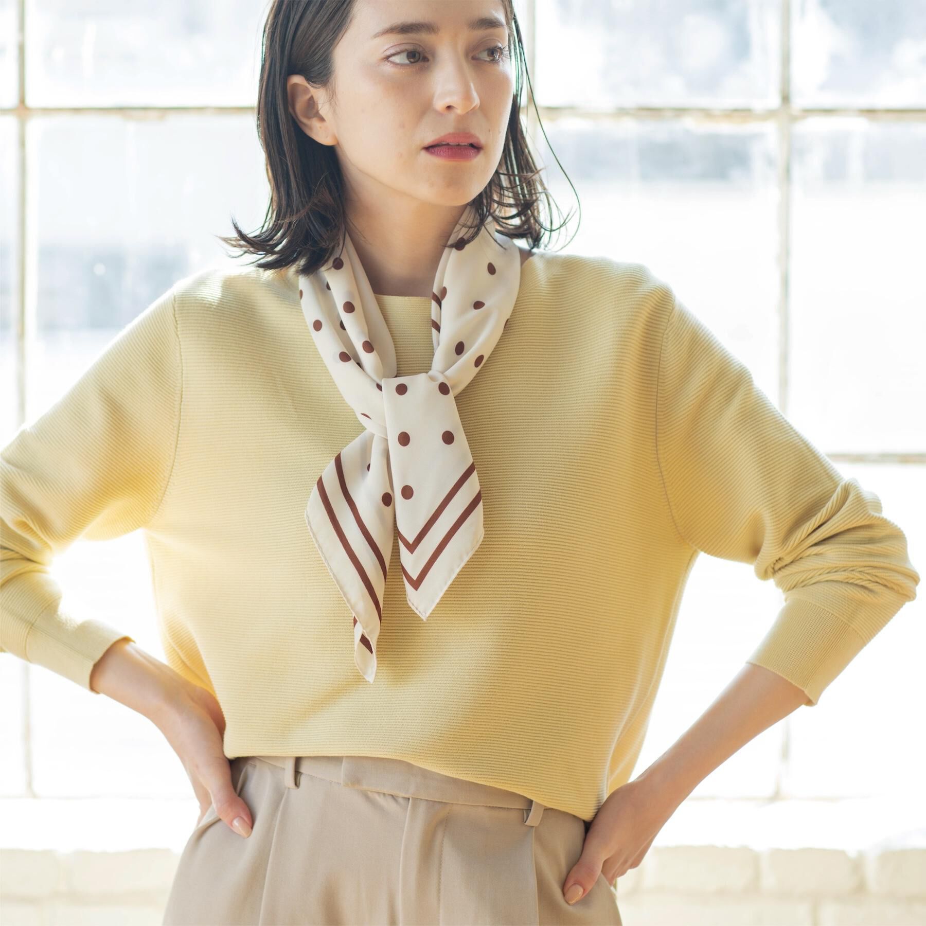 OPAQUE.CLIP「ボートネックガーターニット/オーガニックコットン混【洗濯機OK/UVケア】《6col》」|ニット・セーター|