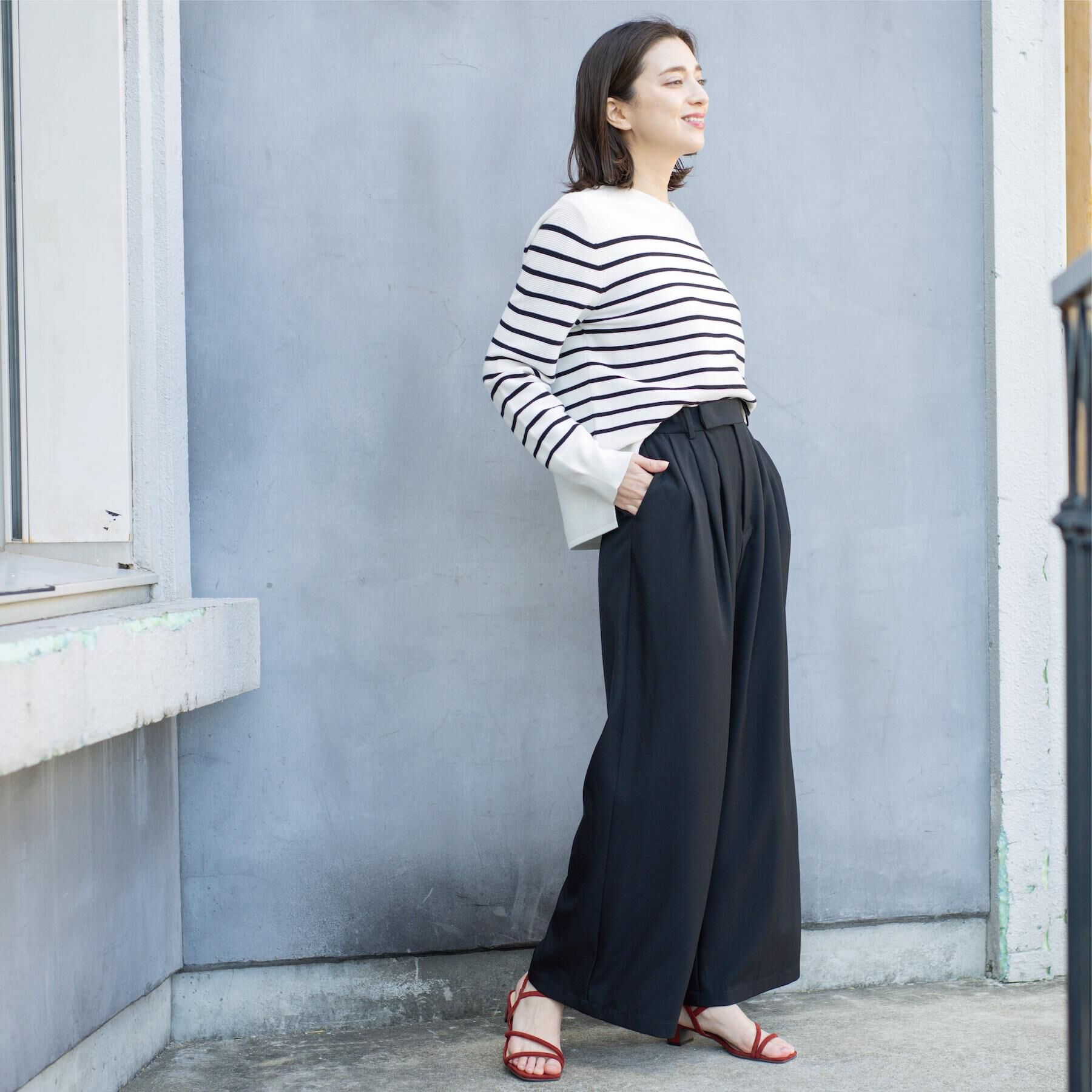 OPAQUE.CLIP「ボートネックガーターニット/オーガニックコットン混【洗濯機OK/UVケア】《6col》」|ニット・セーター|