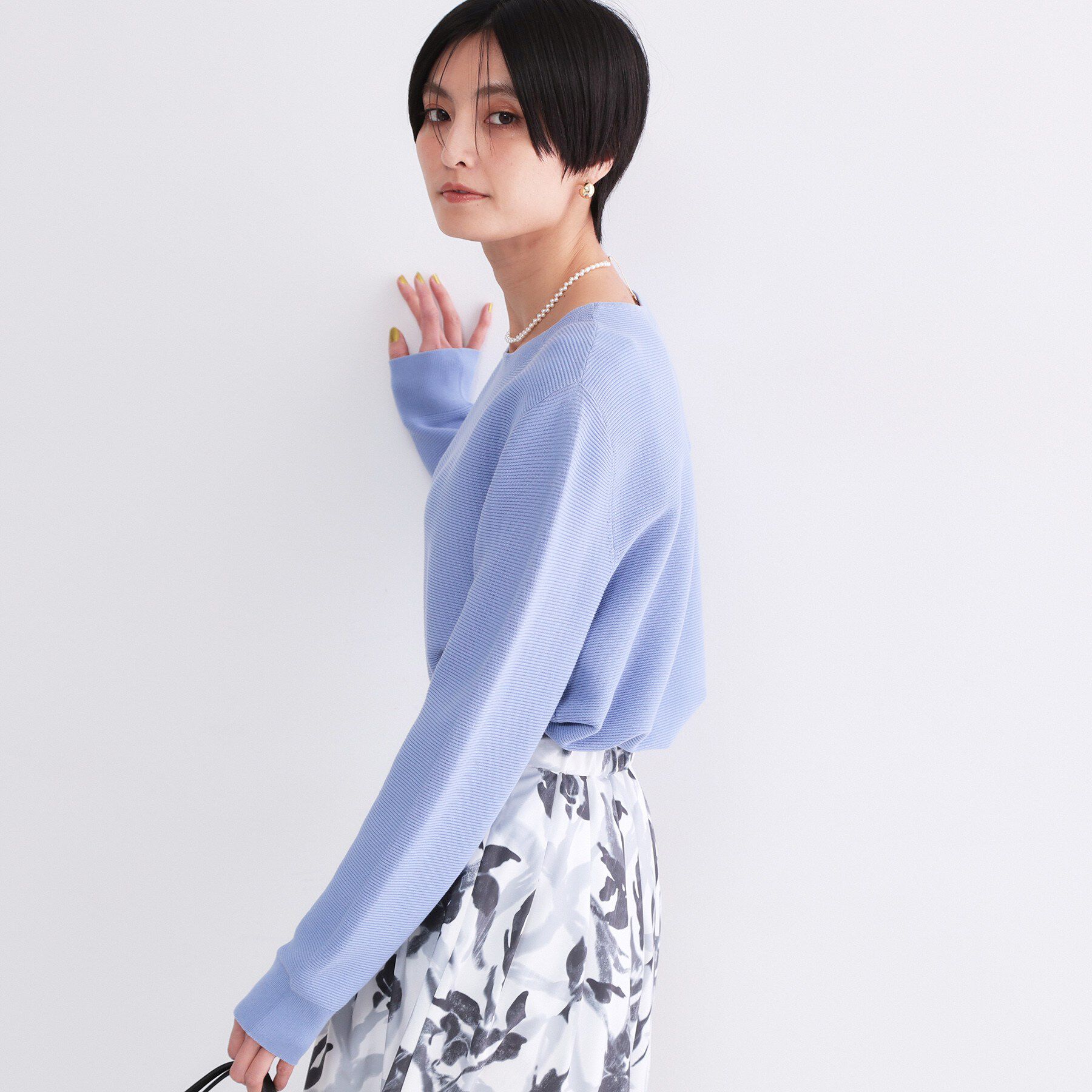 OPAQUE.CLIP「ボートネックガーターニット/オーガニックコットン混【洗濯機OK/UVケア】《6col》」|ニット・セーター|