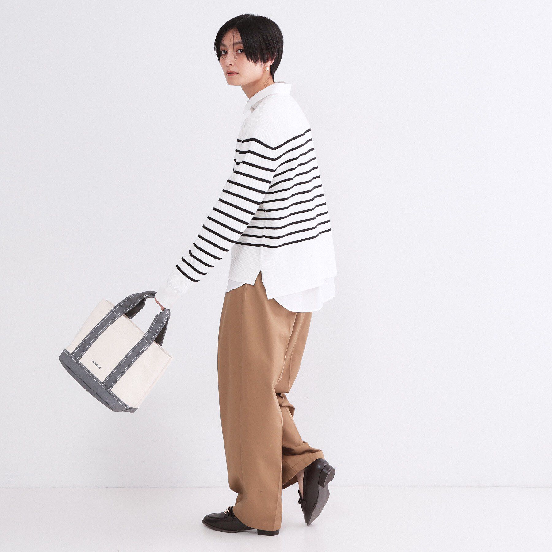 OPAQUE.CLIP「ボートネックガーターニット/オーガニックコットン混【洗濯機OK/UVケア】《6col》」|ニット・セーター|