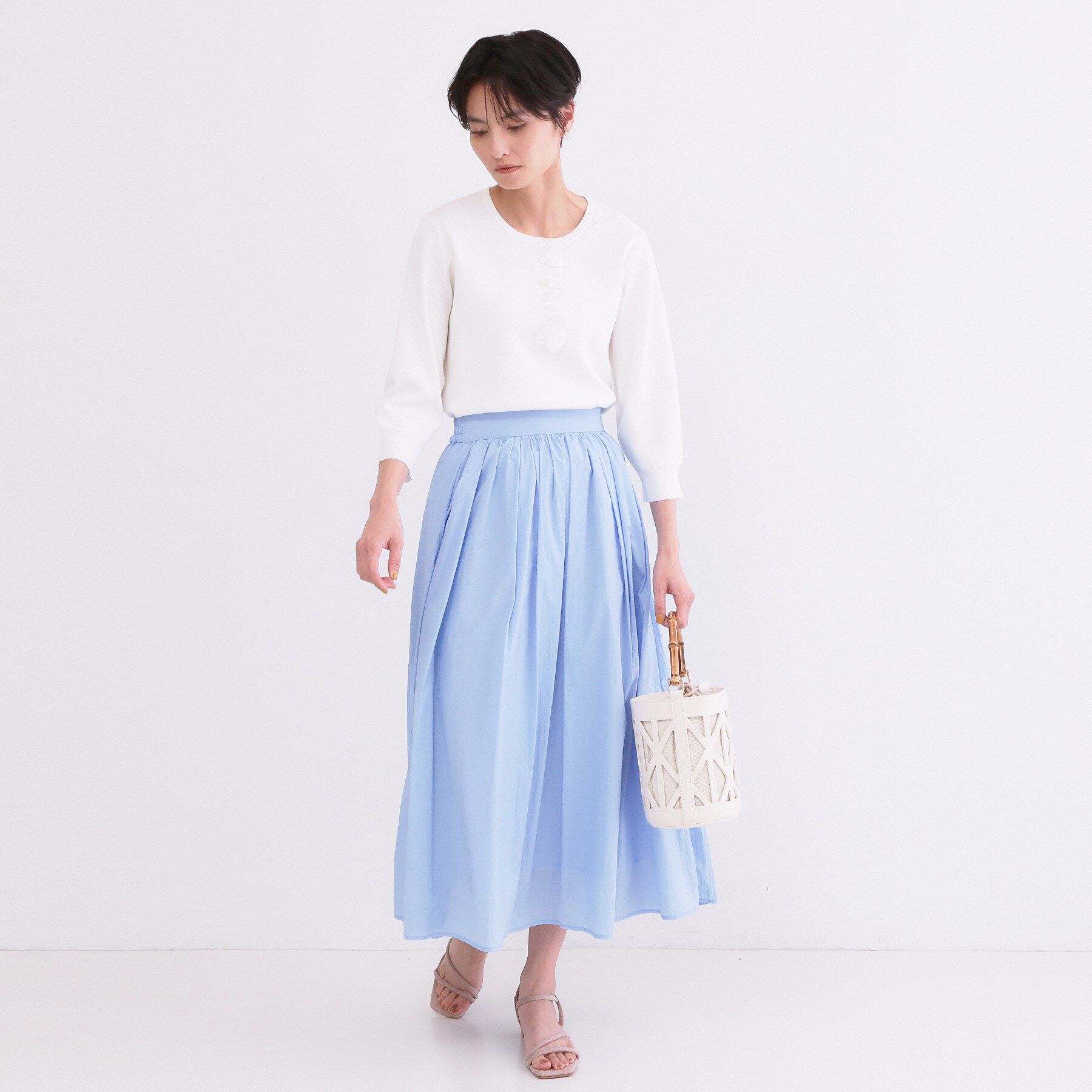 OPAQUE.CLIP「フリルヘンリーネックニット【洗濯機OK/抗ピル】」|ニット・セーター|