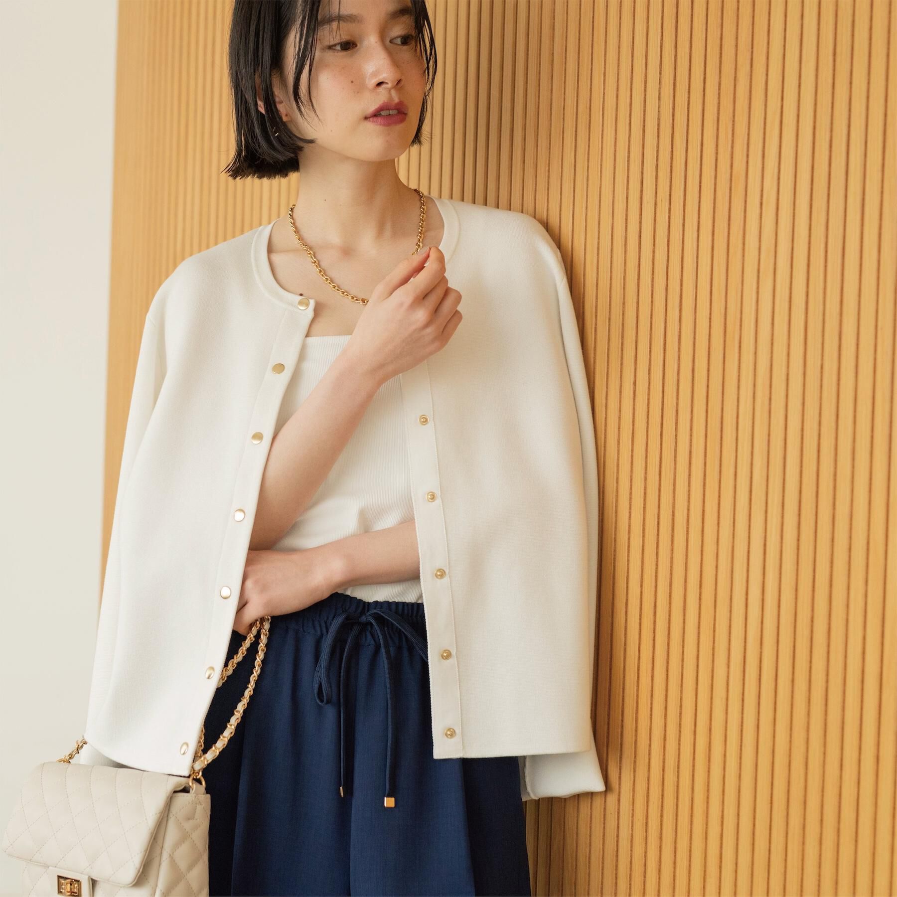 OPAQUE.CLIP「スナップボタンニットカーディガン【洗濯機OK/抗ピル】」|カーディガン|